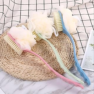 فرشاة استحمام مزدوجة لتنظيف الوجه والظهر لتقشير البشرة اللطيف وغسل المنتجعات الصحية، مثالية للبالغين الذين يبحثون عن عناية صحية بالبشرة (متعددة الالوان) (3 قطع)