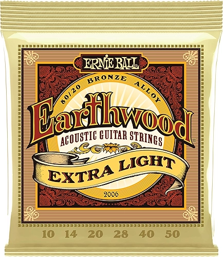 Cordas para guitarra acústica Ernie Ball Earthwood P02006, Extra Light, bronze 80/20, calibre 10-50