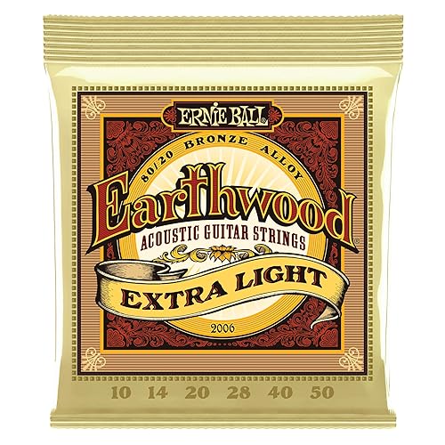 Ernie Ball Earthwood Extra Light 80/20 Bronze Acoustic Guitar Strings, 10-50 Gauge (P02006) - Single Pack - Extra Light (10-50)