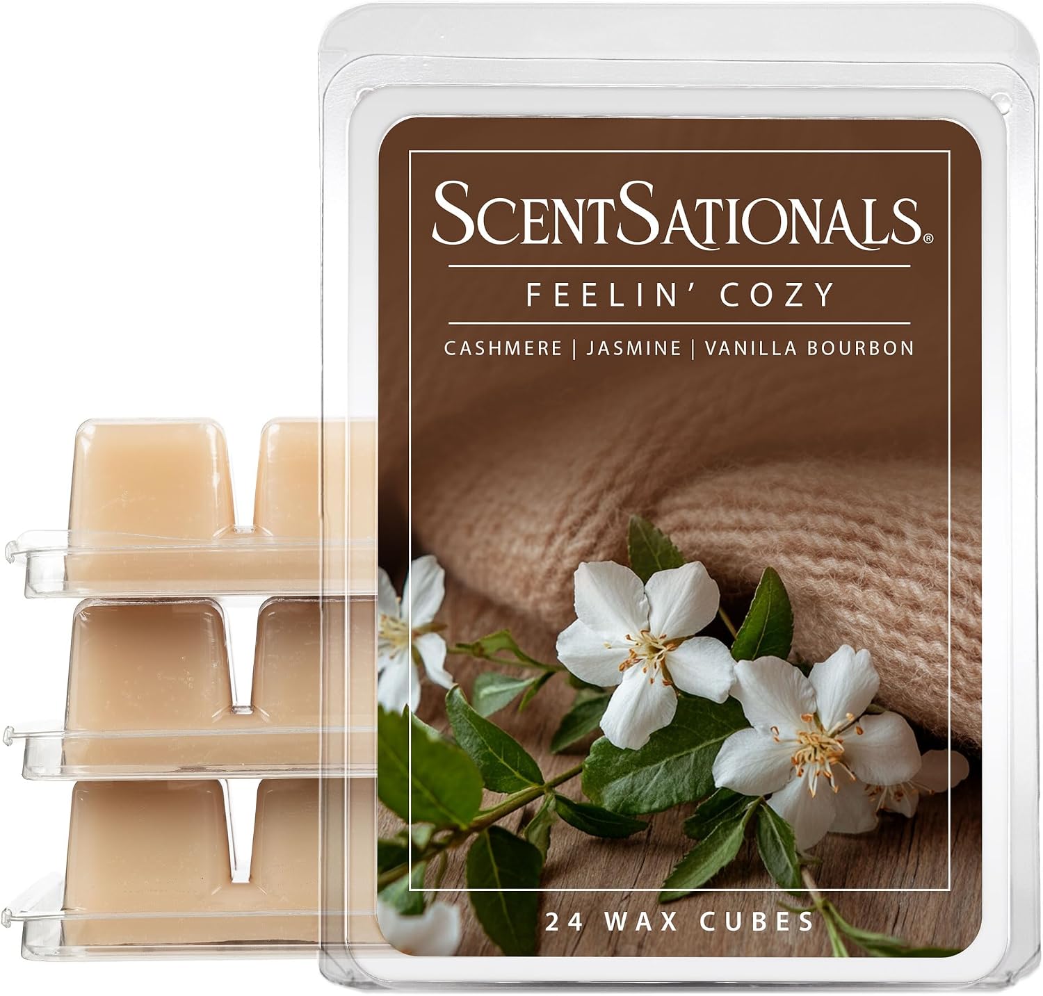 Scentsationals Vanilla Bean Scented Wax Melts - Vanilla & Sugarcane Scents, 10oz (24 Cubes)