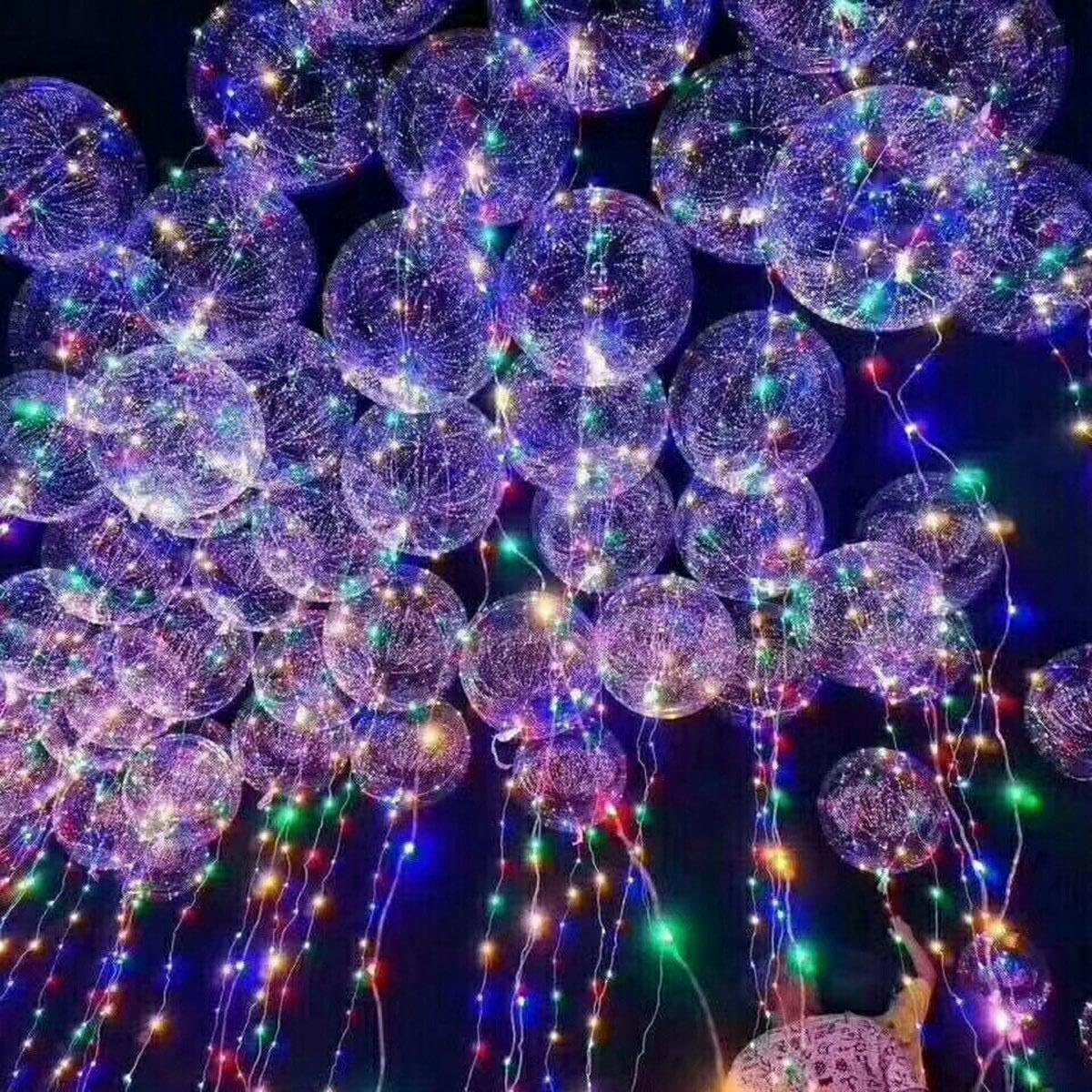 Balloonsnmore Colourful LED Transparent Round Bubble Glow in Dark 18-inch Helium Balloon Decoration (Multicolour)