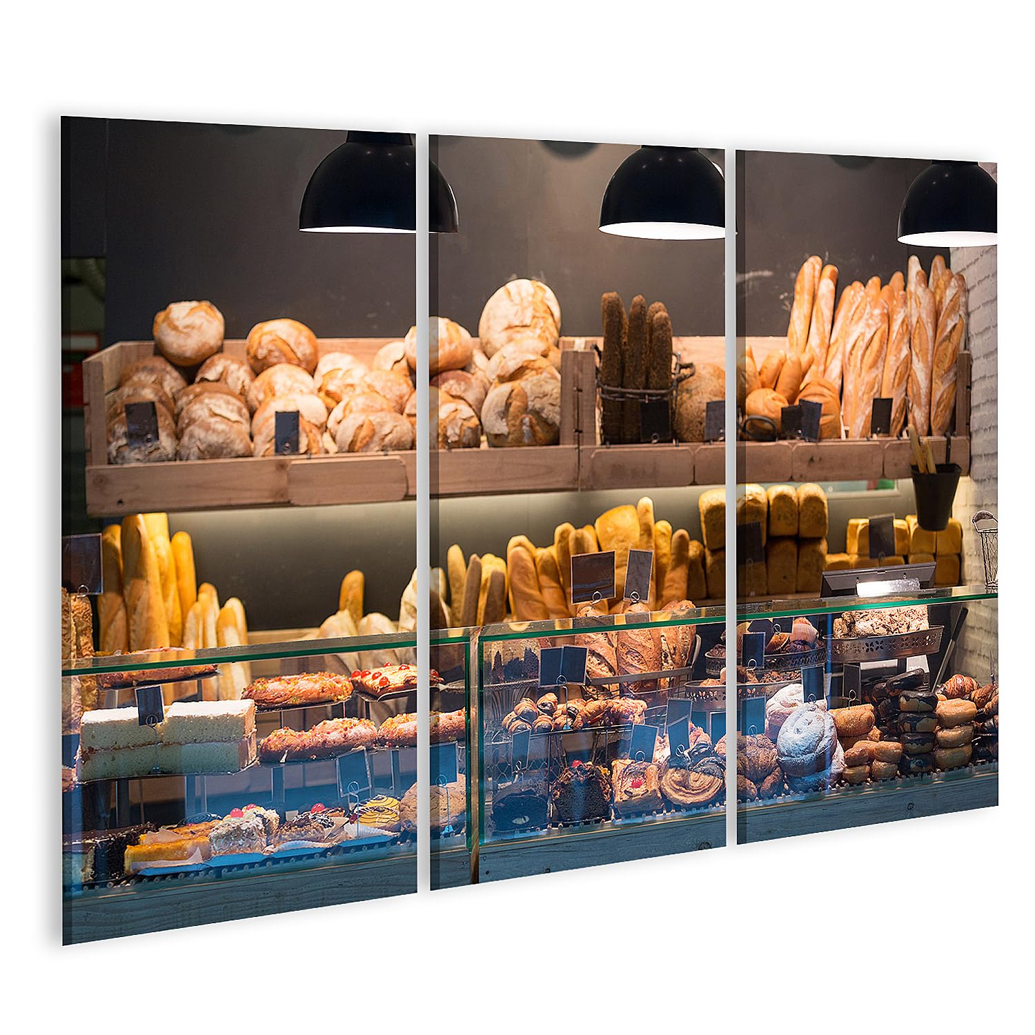 islandburner Cuadro sobre lienzo Pan y productos de panadería en una acogedora panadería Presentación Imágenes Murales Póster