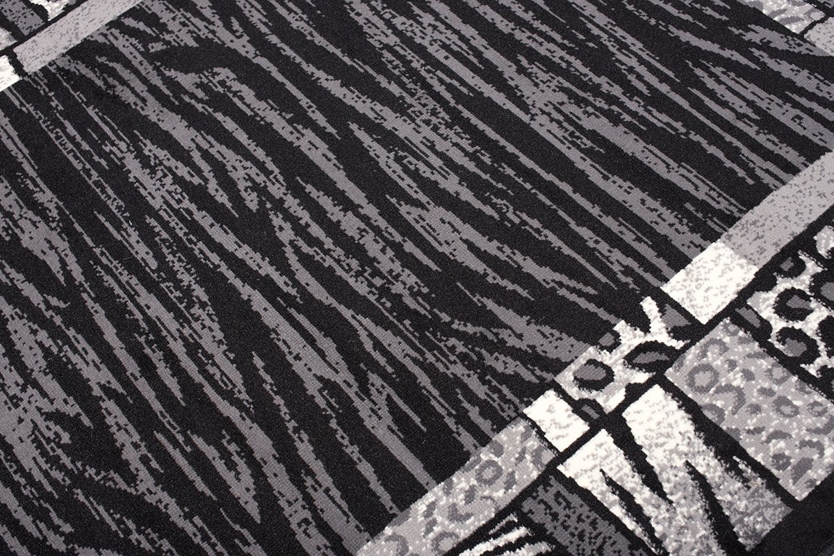 TAPISO Dream Tapis de Salon Chambre Salle à Manger Adulte Bureau Ado Design Moderne Noir Gris Motif Animalier Zèbre Panthère Bordure Poil Court Fin Doux Léger Résistant 250 x 350 cm
