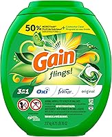 Vista 12 de Gain Flings - Cápsulas de detergente para ropa, 112 unidades, aroma original, cápsulas de detergente HE 3 en 1 con Oxi Boost y Febreeze