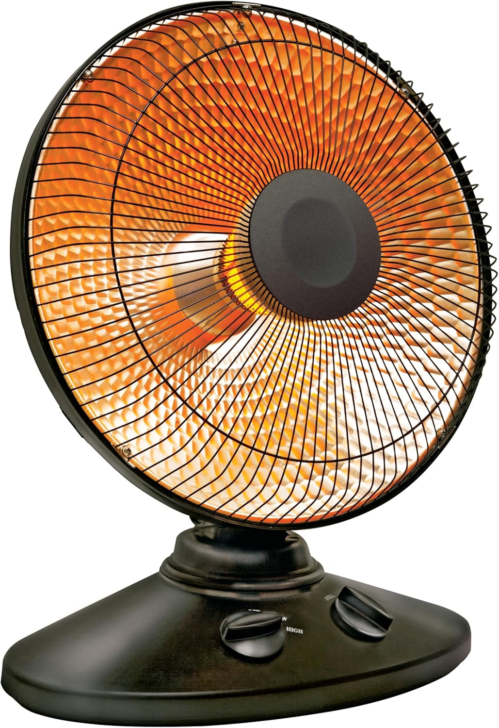 Comfort Glow Oscillating Parabolic Space Heater, 1000W Radiant Dish Heater with Adjustable Tilt, Energy Efficient, Variable Heat, Overheat & Tip-Over Protection - Radiant Heaters for Indoor Use