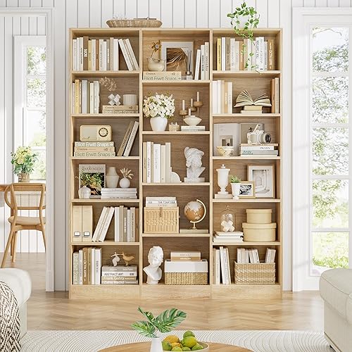 Miniatura 4 de FACBOTALL Estantería triple ancha, estantería grande de 6 niveles, estantería con 17 estantes abiertos, estanterías de 74 pulgadas de alto y