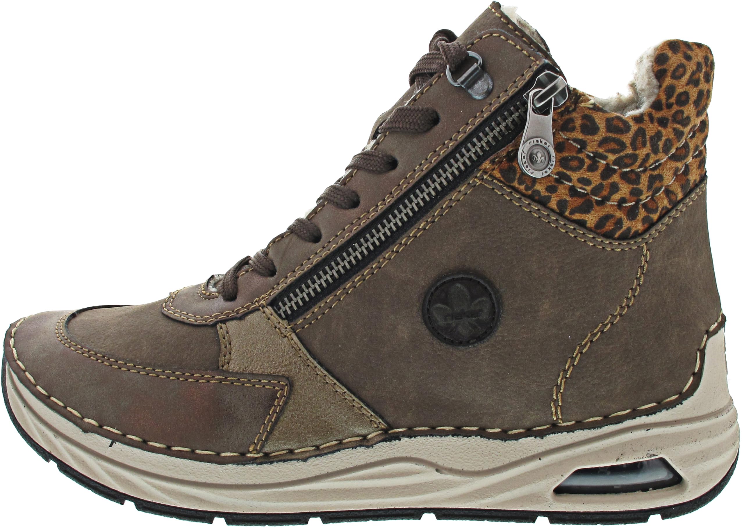 Rieker 44565-25 Women's Lace-Up Boots Faux Leather Brown Combi, Brown 25, 7.5 UK