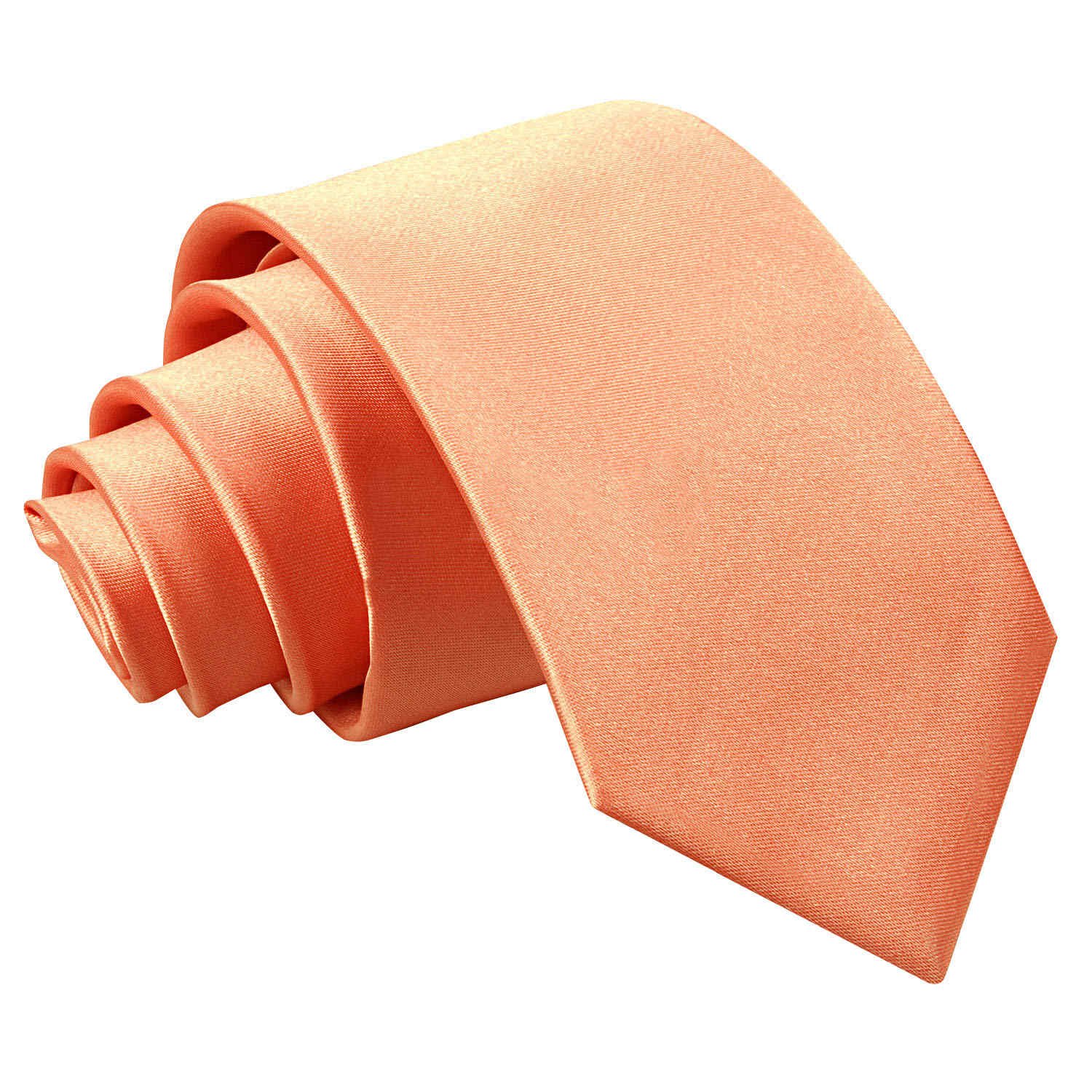 DQT Boys Plain Satin Tie Necktie 7-12 Years - Wedding Pageboy Formal - Coral