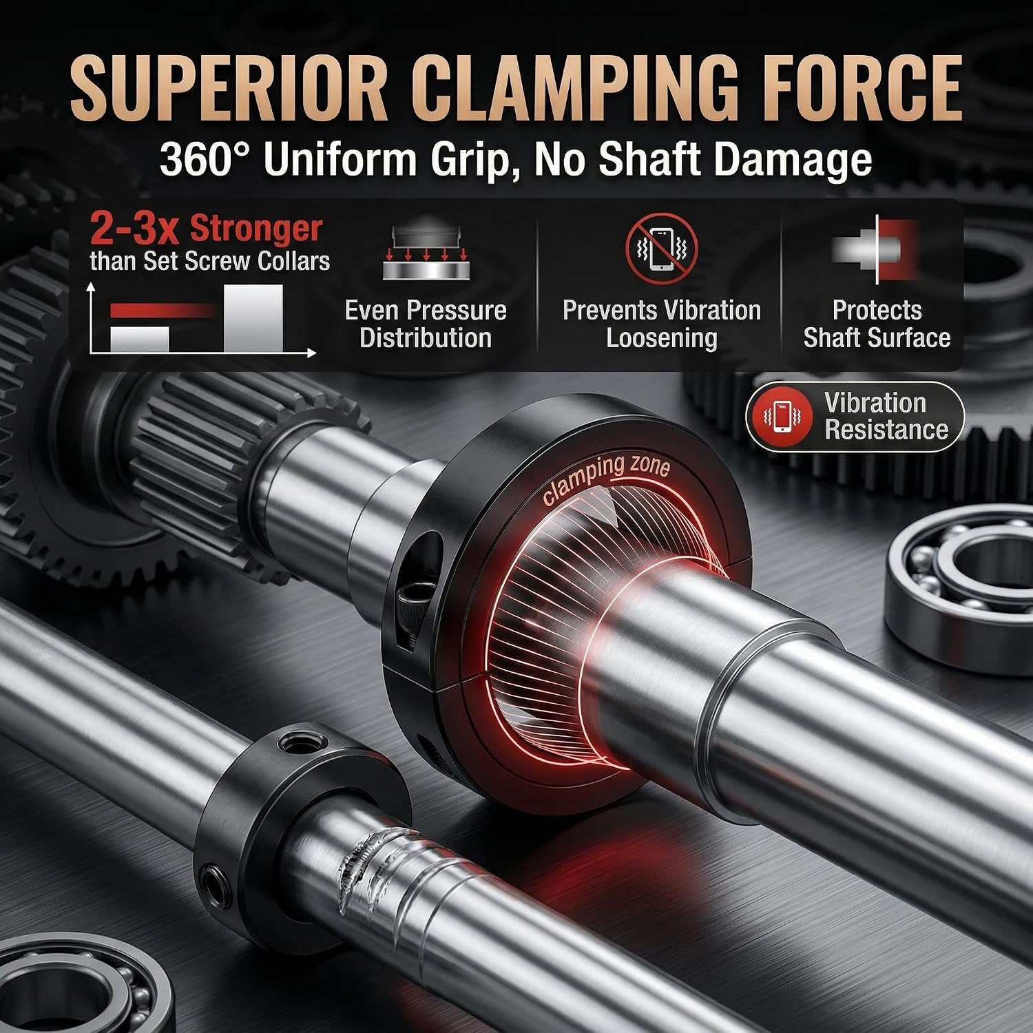 2-Pack 1" Bore Double Split Shaft Collars | Includes hex key. Anti-rust oil coating—wipe before use. For CNC, linear rails, automation, and industrial machinery