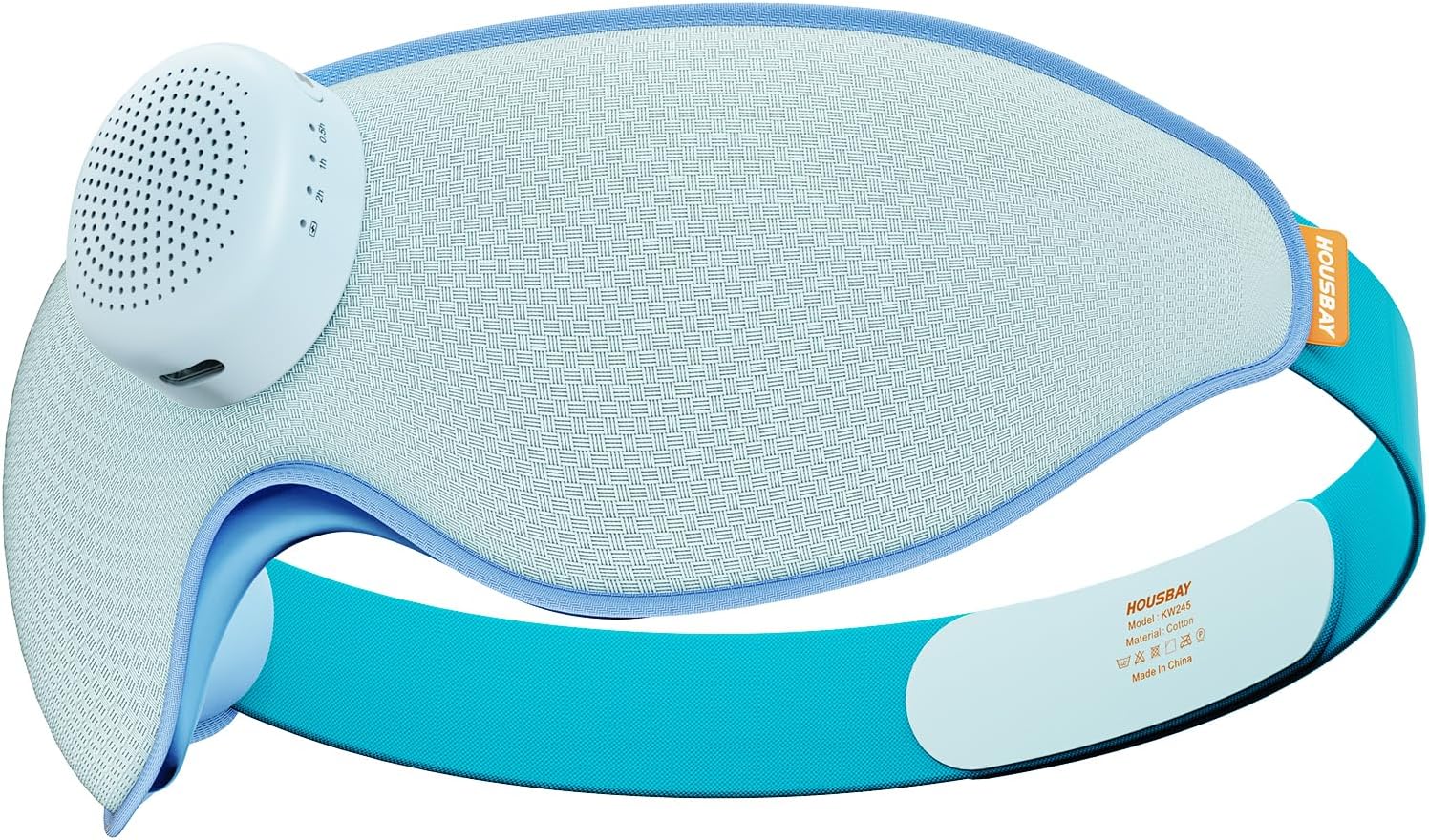 Housbay Sleep Mask with Sound Machine for Sleeping, Blackout Eye Mask, Blocks Noise, 3D Contoured, Zero Eye Pressure for Side Sleepers, Ice Blue