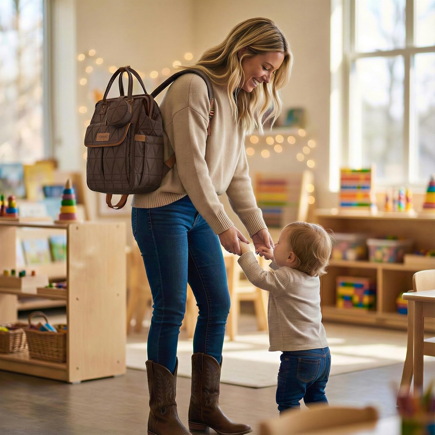 Montana West Wrangler Diaper Bag Backpack Baby Essentials Bag Quilted Travel Backpacks with Insulated Pockets, Portable Changing Pad, Stroller Straps, Pacifier Case