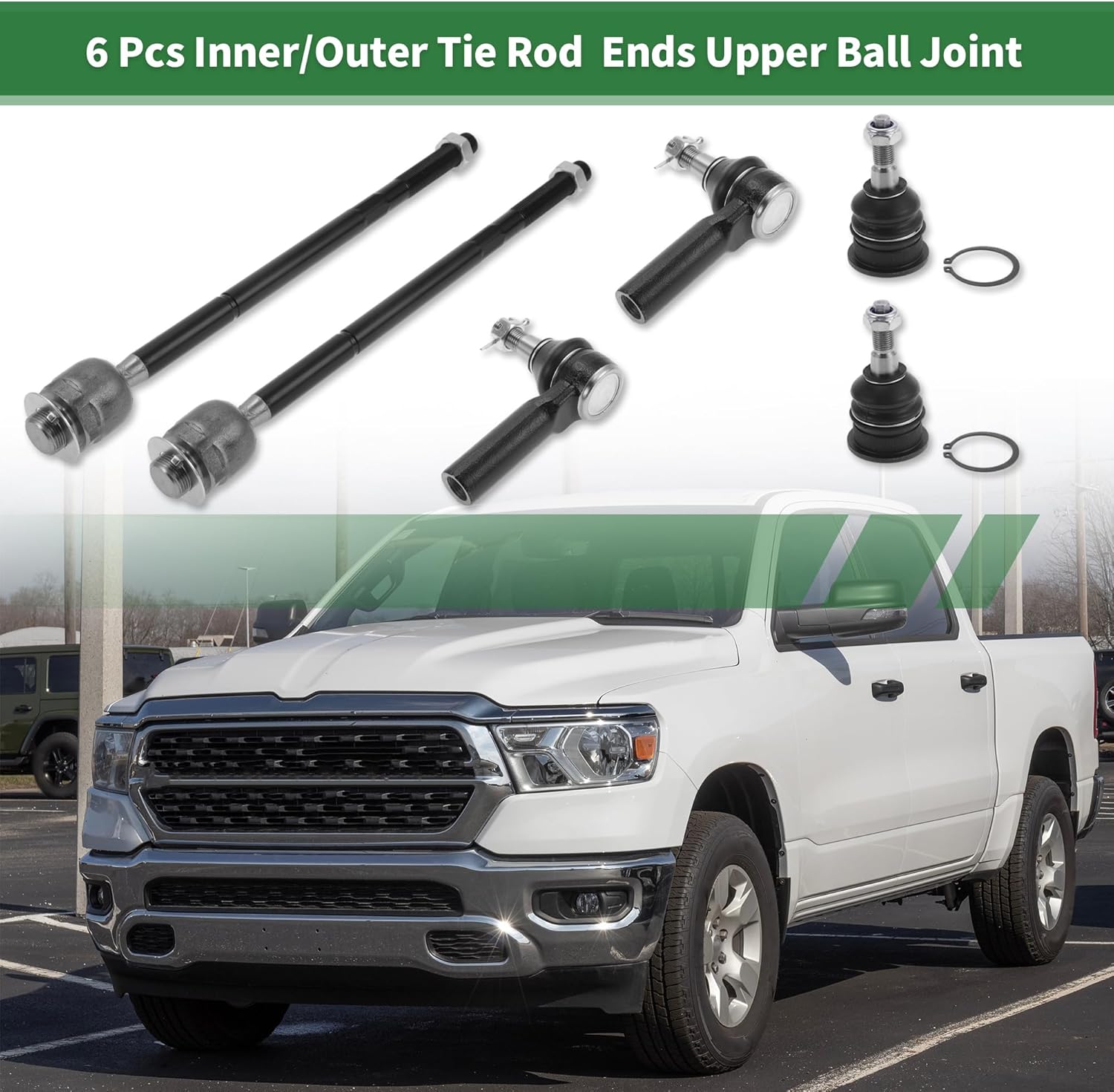 X AUTOHAUX 6pcs Front Suspension Kit Inner Outer Tie Rod End Upper Ball Joint for Ram 1500 2011-2012 for Dodge for Ram 1500 2009-2010 No.K80630/EV800098/ES80574