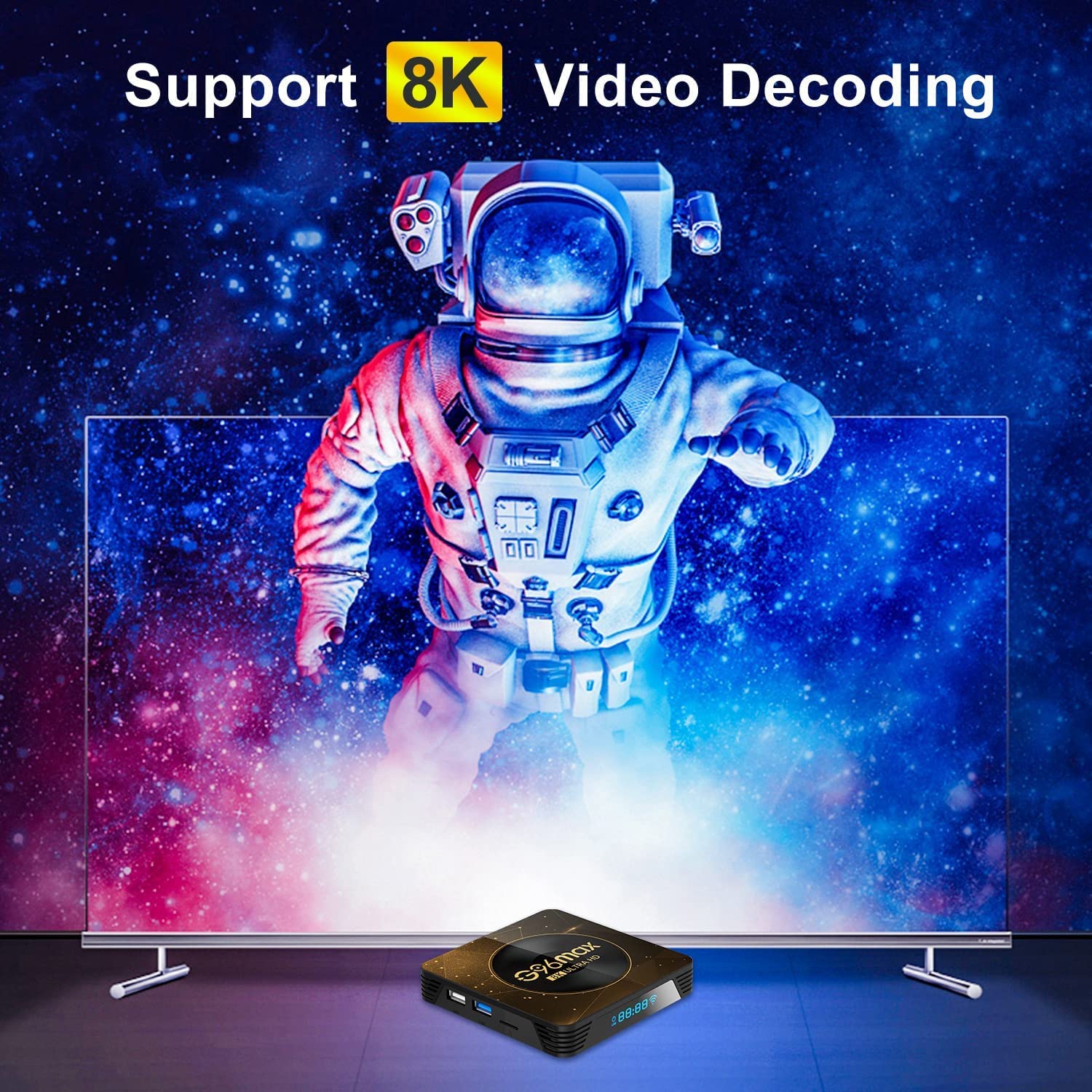 Android 13.0 TV Box, G96 MAX Smart Android TV Box con RK3528 Quad-Core 64Bit Cortex-A53 CPU, Soporte 8K HDR 10+/3D/2.4Ghz 5Ghz WiFi 6 /100M Enternet/Bluetooth 5.0,2gb+16gb