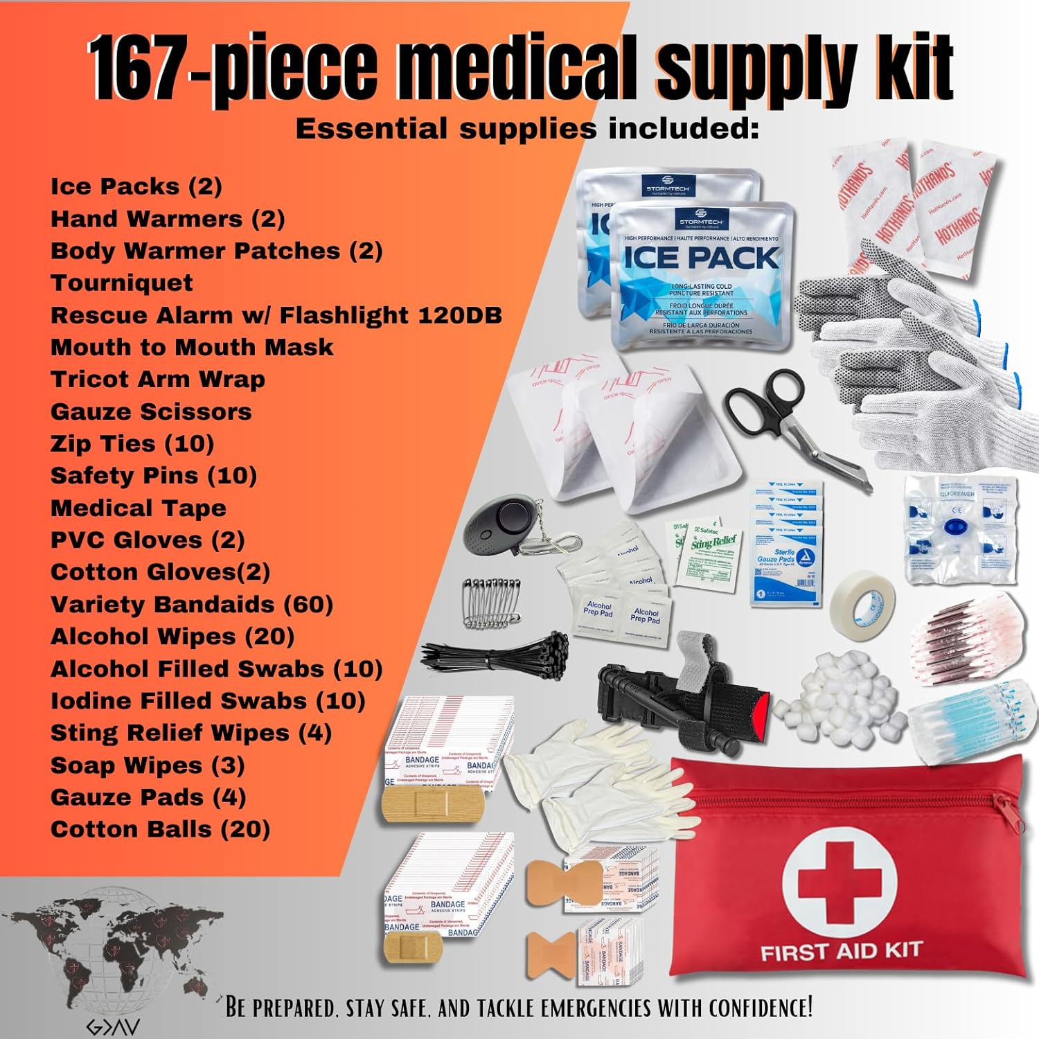 Complete Survival Kit and First Aid Kit | Tactical Backpack with Survival Gear | Bug Out Bag | Fire Starter, Tent, Emergency Camping Essentials | Outdoor Gift |