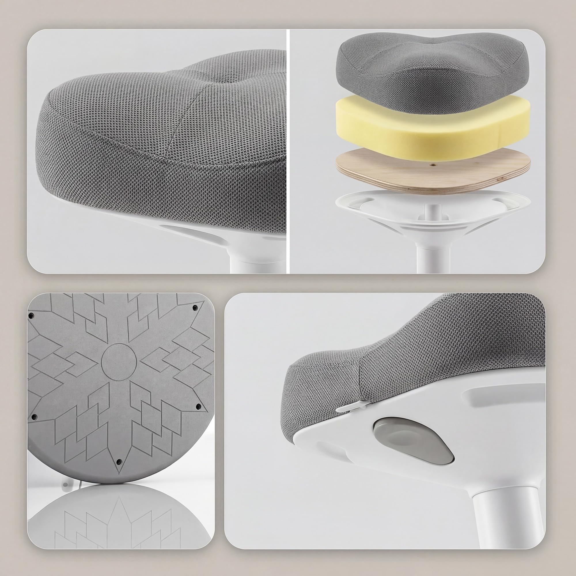 Jan Nowak Taburete ergonomico Regulable 58-83 cm Giratorio 360 Asiento Activo oscilante Taburete Oficina Profesional Taburete Laboratorio Resistente hasta 130 kg