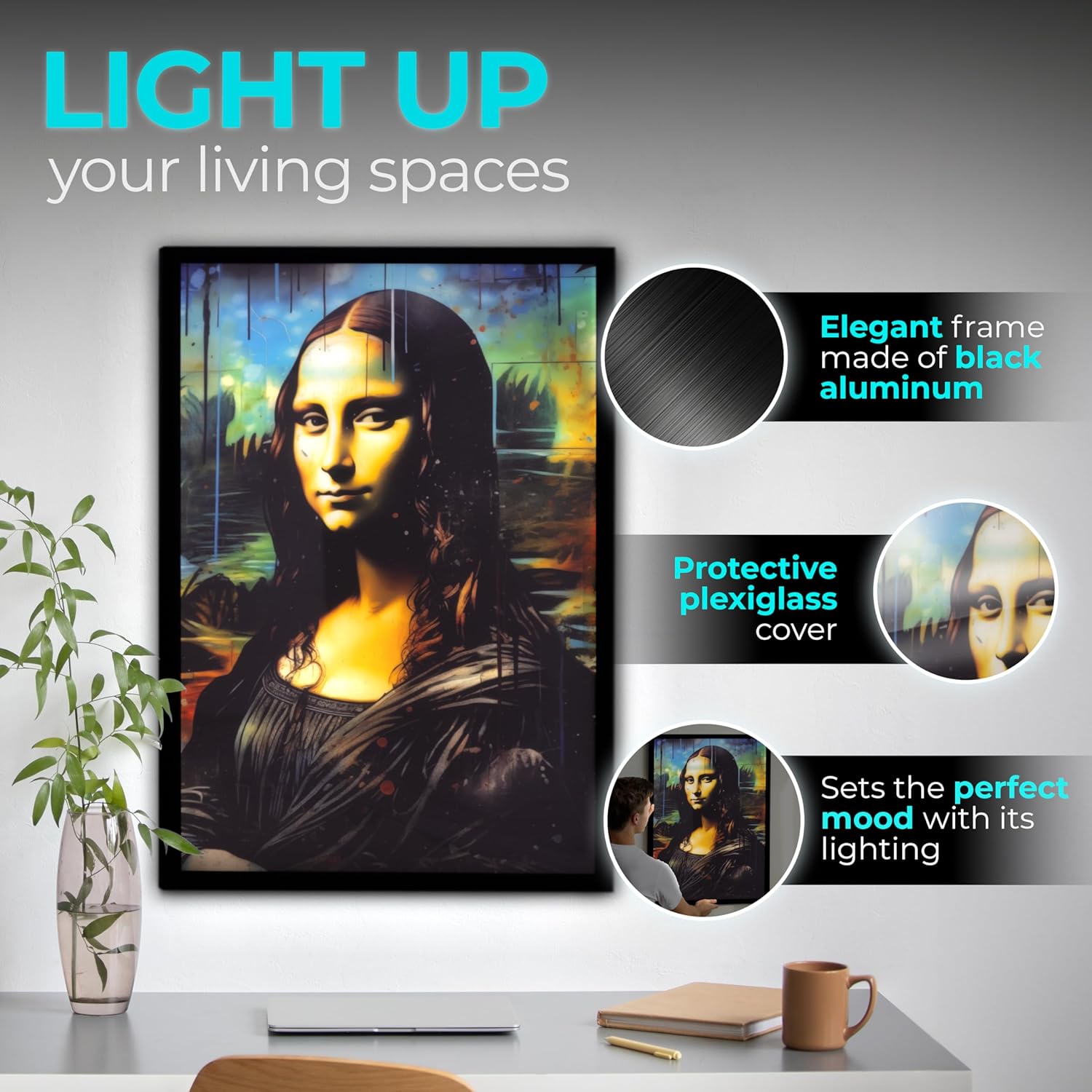 NexaFrame LED Backlit Movie Poster Frame - 27 x 40 Black Cinema Box for Posters, Framed Wall Art Lights for Paintings  Pictures, Digital Signage Display, Lighted Theater Advertising Signs, Light Box