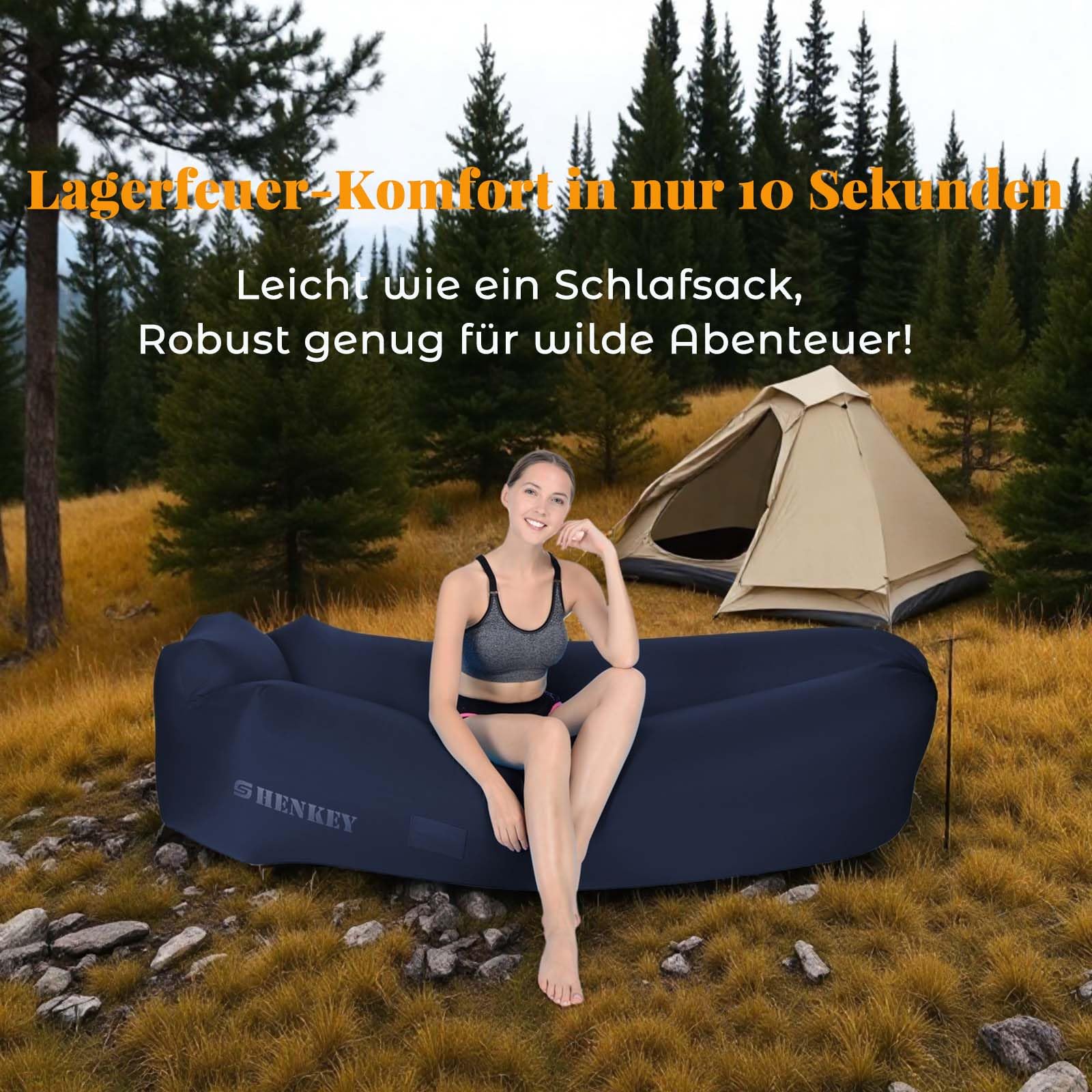 Aufblasbares Sofa,Luftsofa-Hängematte mit Wasserdichtem und Auslaufsicherem Design - Perfekte Tragbare Aufblasbare Couch für Garten, Seeufer, Strand, Camping und Musikfestivals (Tibetaner)