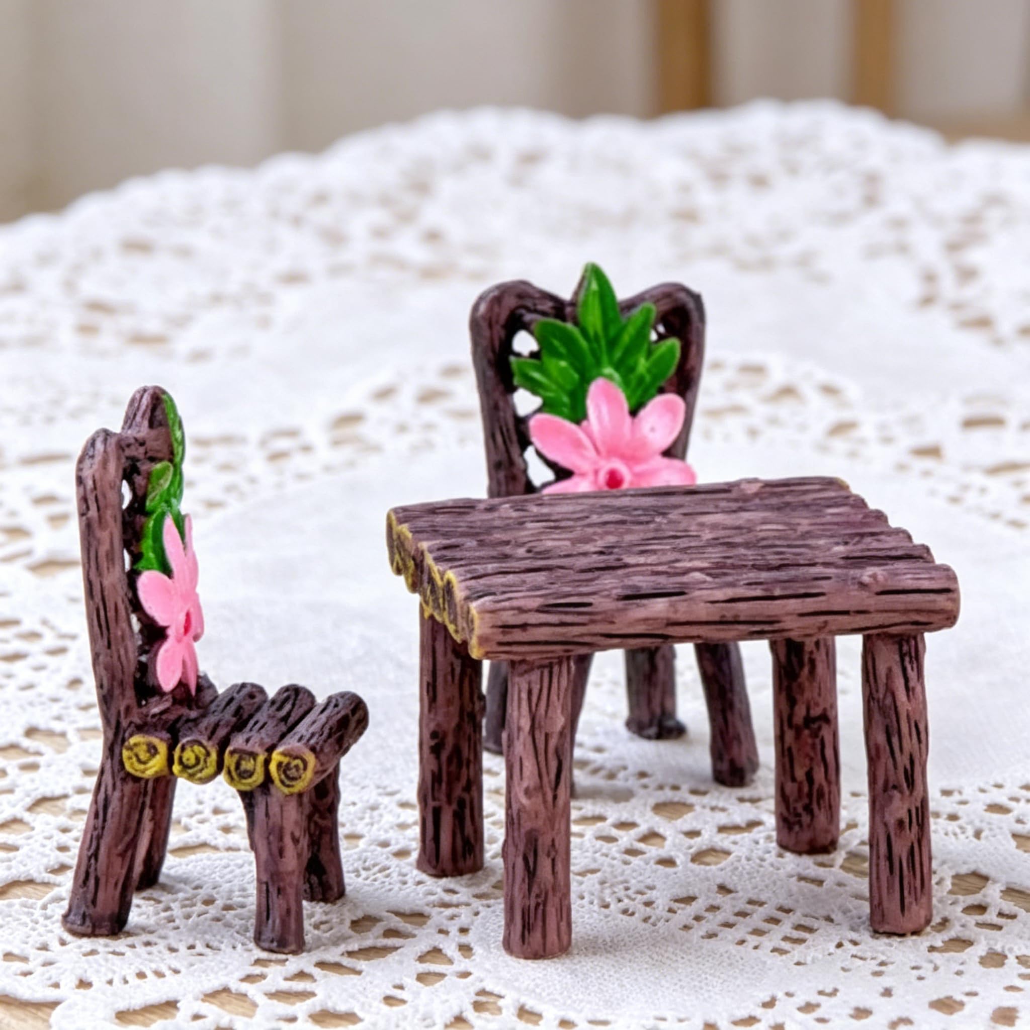 Ensemble Mini Table Et 2 Chaises En Résine – Déco Jardin Féérique, Maison De Poupée, DIY