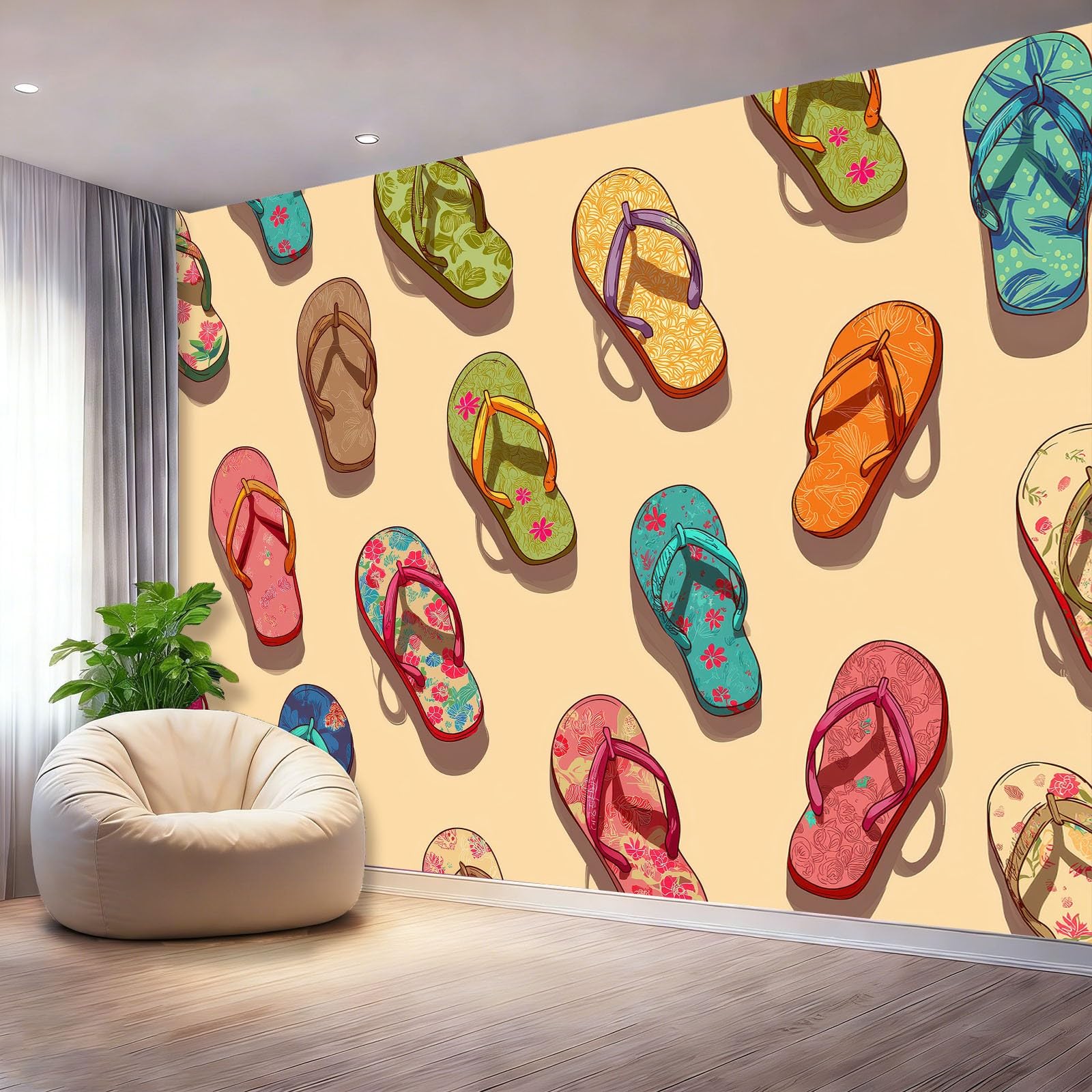 Tapeta z włókniny kapcie kreskówki modne kapcie kolorowe panoramiczne tapety gobelin plakat ścienny obraz do salonu dekoracja ścienna do sypialni, 400 x 280 cm