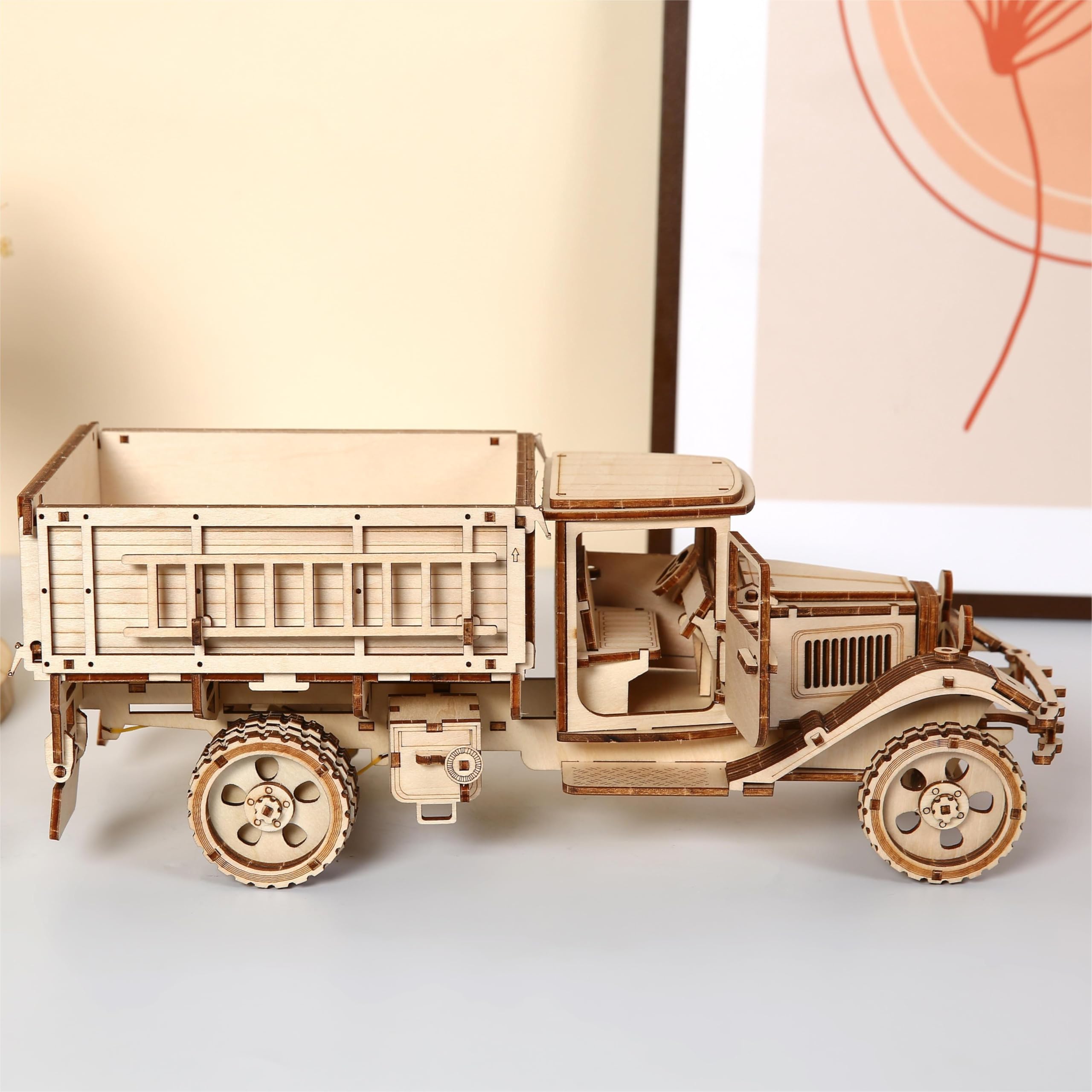 Zestaw drewnianych puzzli 3D dla dorosłych, zestaw do samodzielnego montażu drewnianego modelu ciężarówki 3D, zestaw do samodzielnego montażu zabytkowego samochodu, 264 elementy