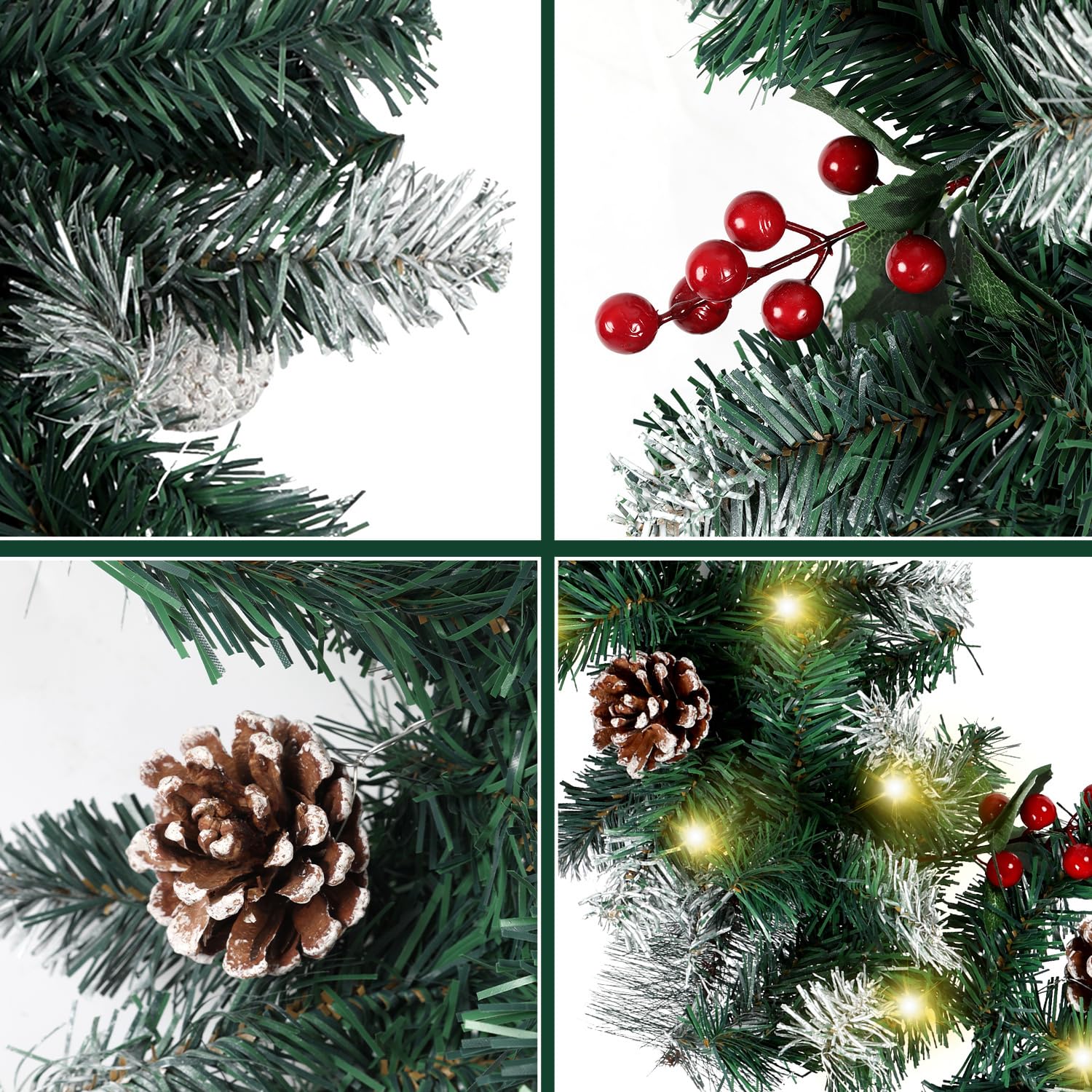 Weihnachtsgirlande mit Beleuchtung, 2er 2.7M Künstliche Tannengirlande inkl.Deko und Fernbedienung, Warmweiß LED Kette USB 8 Leuchtmodi, Weihnachtsdeko Weihnachten
