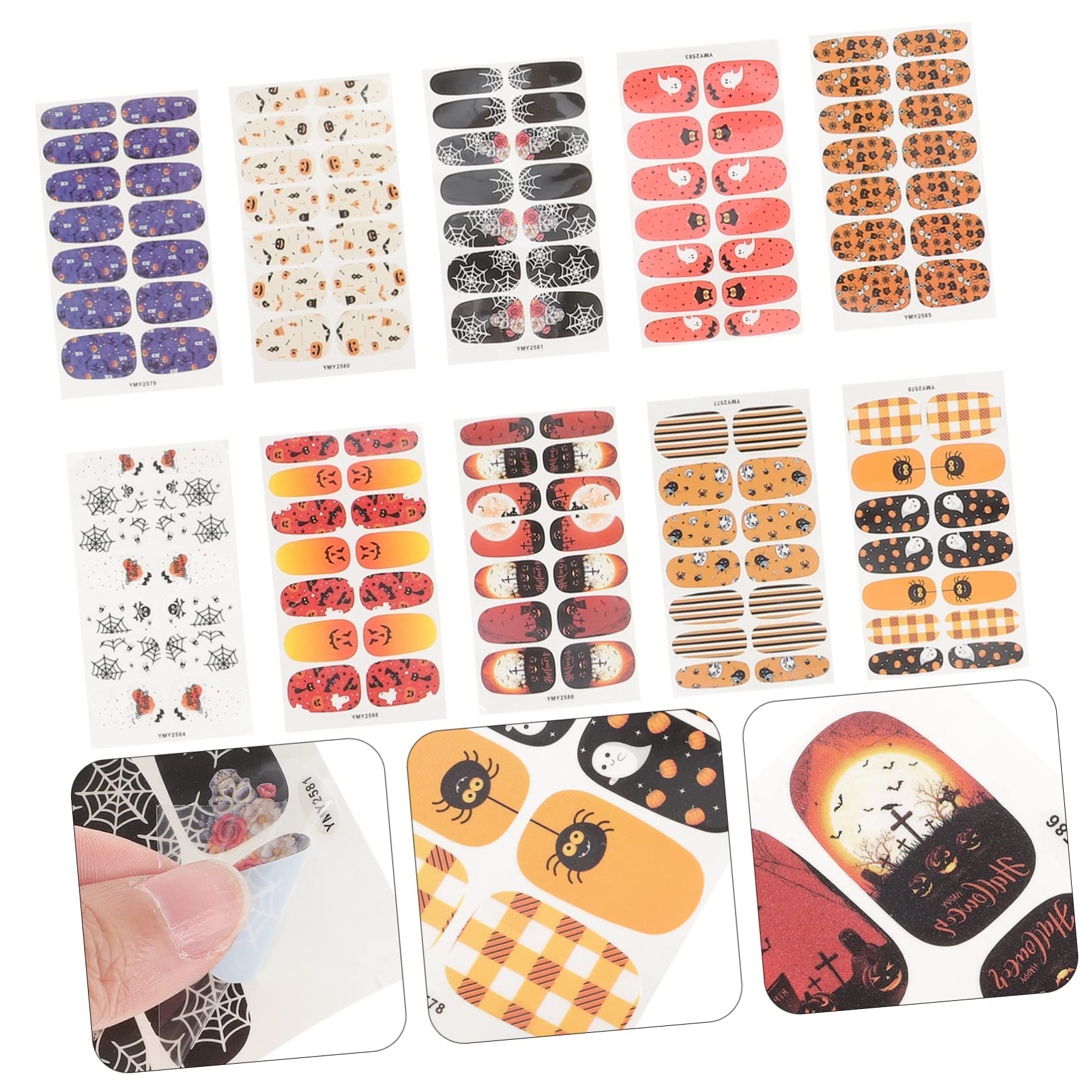 Ipetboom 50fogli Adesivi Per Unghie Halloween Stickers e Decorazioni Autoadesive Per Nail Art Facili Applicare Per Halloween e Manicure Festive