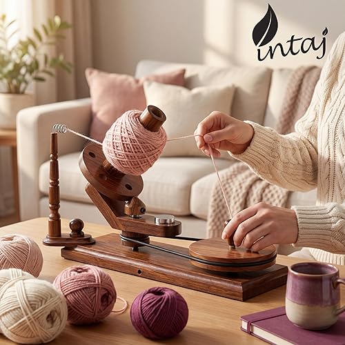 Miniatura 2 de INTAJ Bobinadora de Hilo de Palisandro - Bobinadora de Madera de Gran Capacidad de 16 oz para Tejer y Crochet - Bobinadora de Ovillos de Palisandro