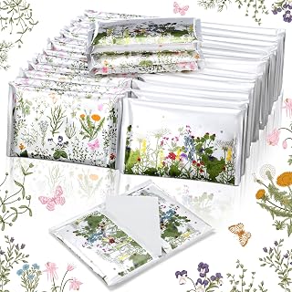 50 Pack Summer Floral Pocket Tissues Individual Packs Wildflower Wallet Tissue Travel Bulk 3 Ply Flower Facial Pocket Packets for Summer Wedding Birthday Party Supplies