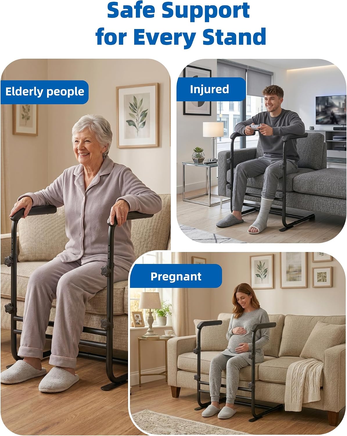 Couch Stand Assist Aid for Elderly, Sit to Stand Sofa Lift Assist Device with Adjustable Height & Width, Heavy Duty Carbon Steel Frame, Fits Most Chairs & Sofas (Gap ≥1.4")