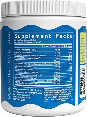 Miniatura 6 de Hi-Lyte Mezcla de electrolitos en polvo, soporte de hidratación sin sabor para el bienestar diario, ayuno, cetogénico, sodio, potasio, magnesio,