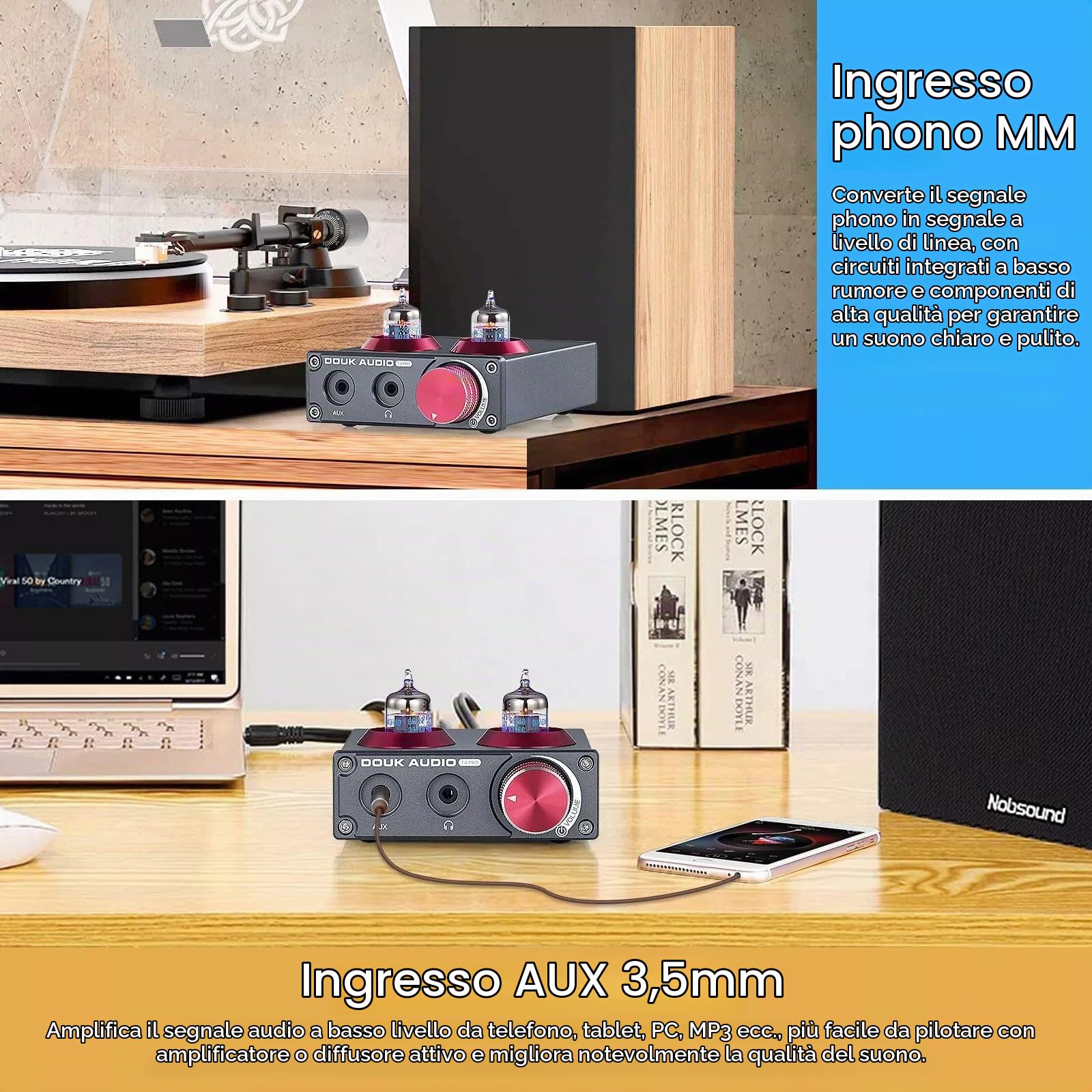 Douk Audio Mini 5654 Preamplificatore Phono Tubo A Vuoto Home Stereo Audio Preamplificatore Amplificatore Per Cuffie