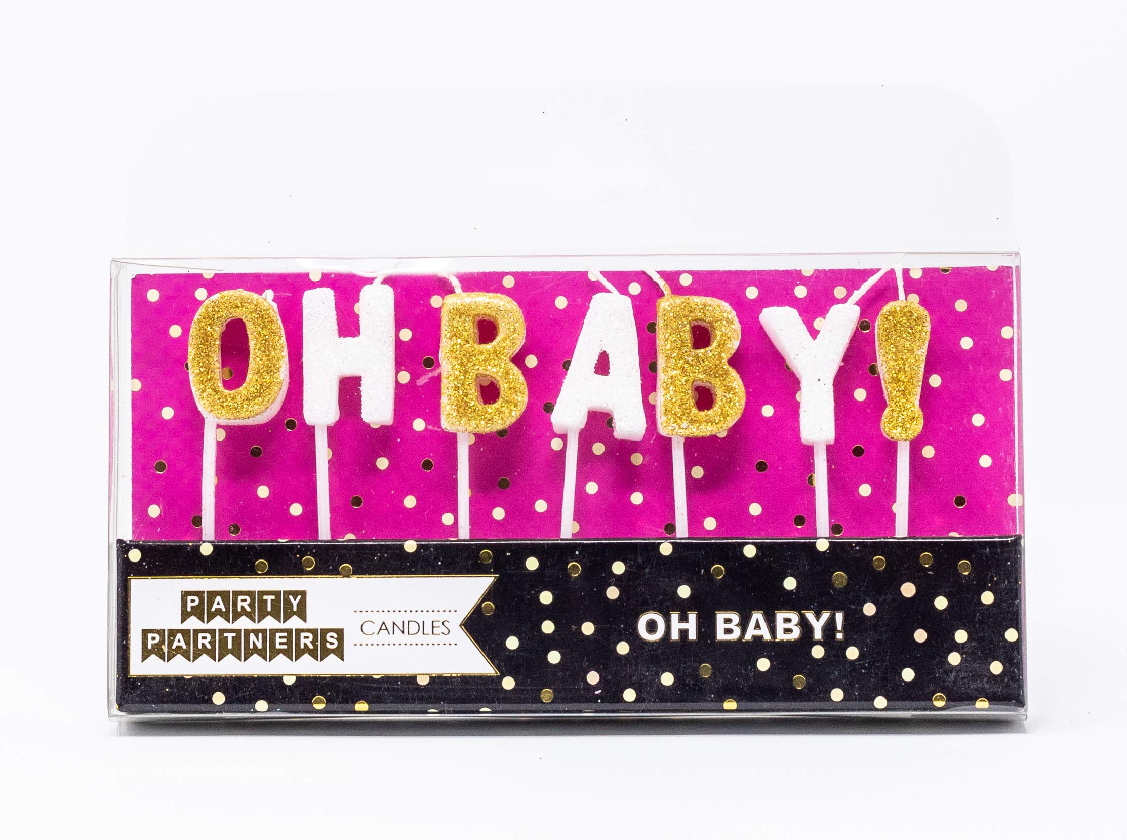 Party Partners8005.0009 Cake Decoration Glitter Candle Set, 1.25-Inch, Oh Baby