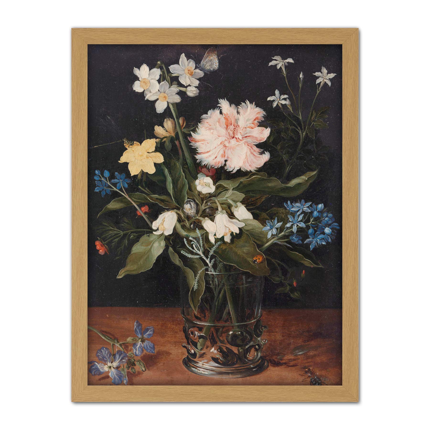 Artery8 Brueghel Still Life With Flowers In Glass Painting Artwork Framed Wall Art Print 18X24 Inch