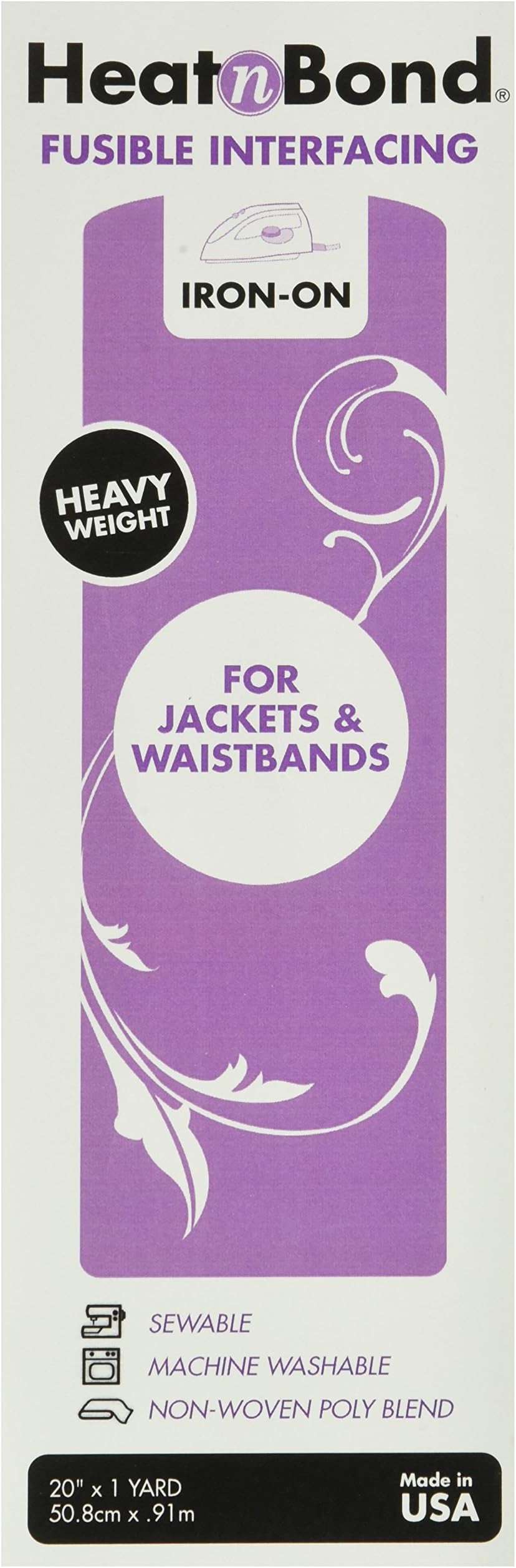 THERMOWEB 3338 Heat'n Bond Heavy Weight Iron-On Fusible Interfacing-White 20"X36"