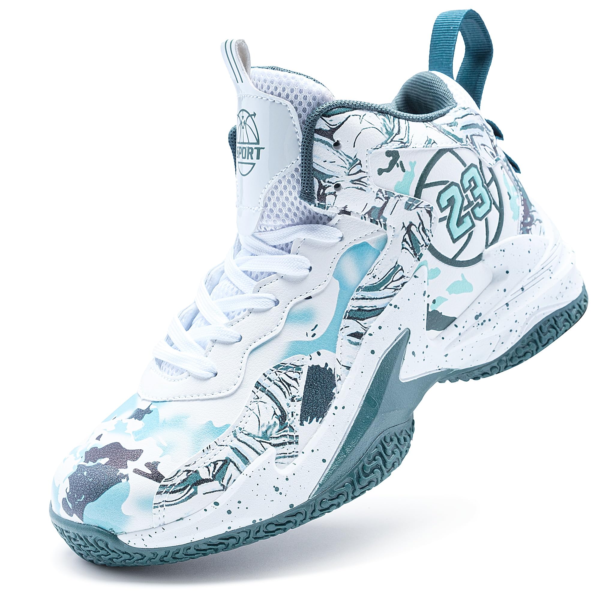 kniaiwx Men's Basketball Shoes Breathable Anti Slip Fashionable Graffiti Training Shoes Outdoor Shoes