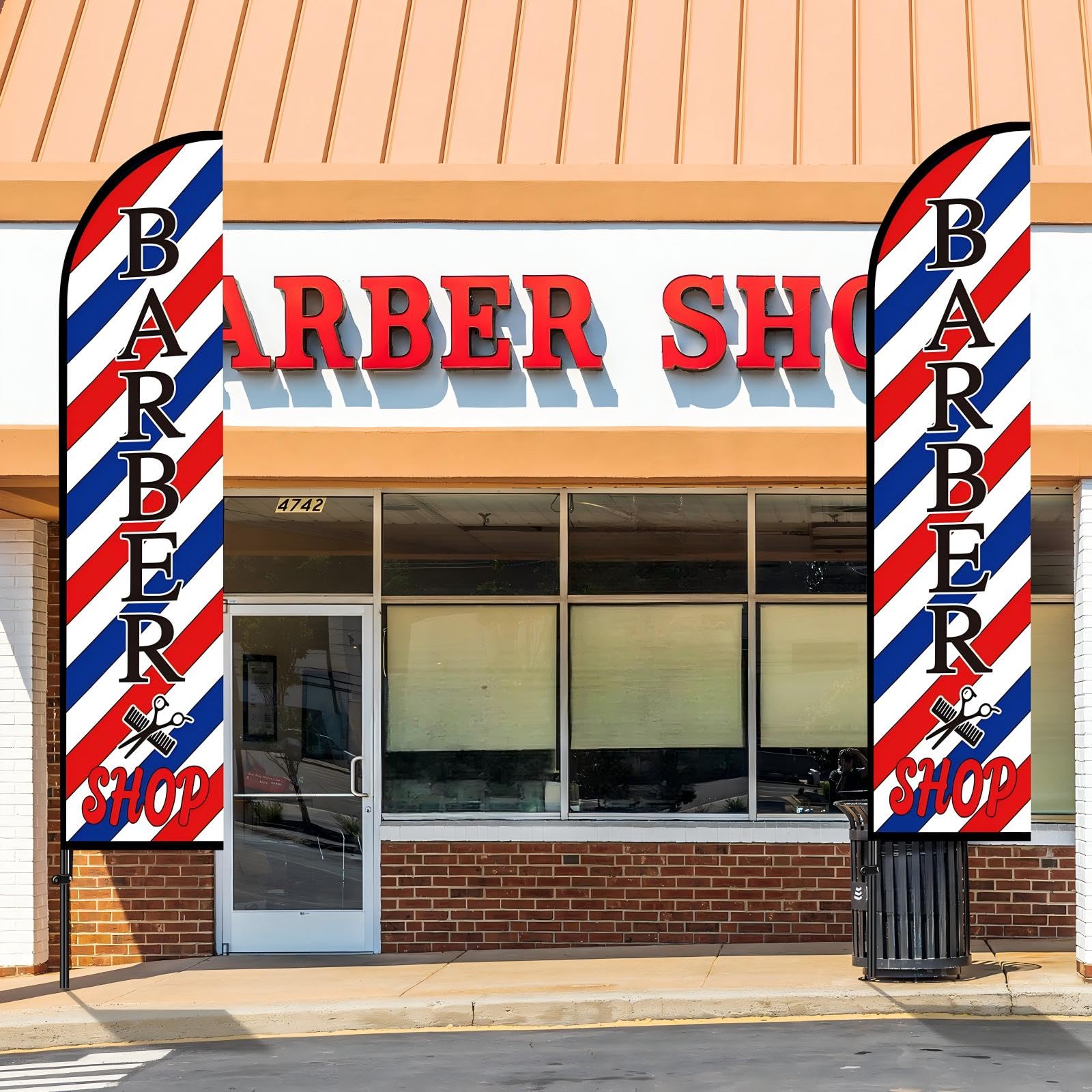 VitalCozy 2 Set Barber Flag Barbershop Themed Swooper 7 Ft - View #8