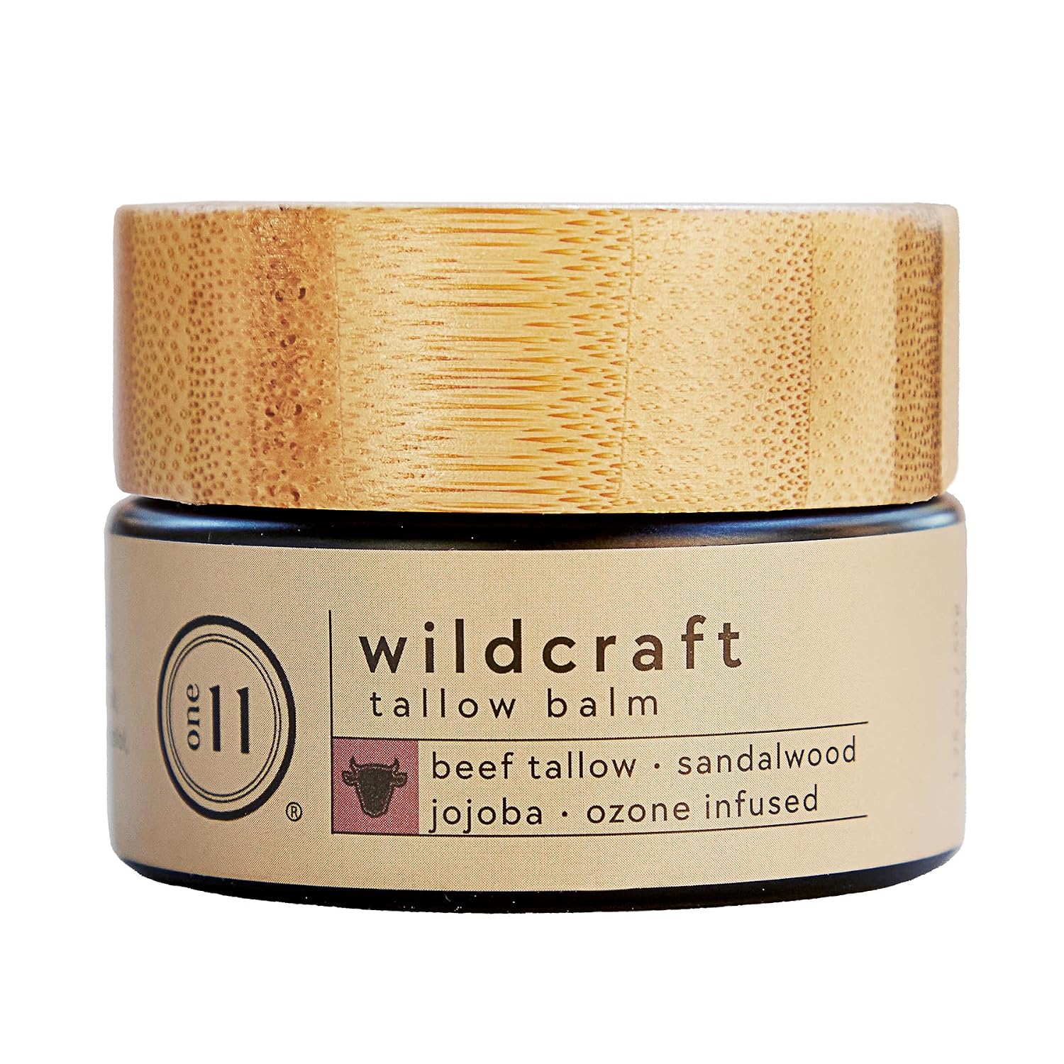 ONE11 Wildcraft Balm with Organic Beeswax — Sandalwood — Grass-Fed Beef Tallow, Oxygen-Infused Olive Oil, Jojoba & Alpha-Bisabolol — Targeted Barrier & Healing Skin Balm 1.75 oz