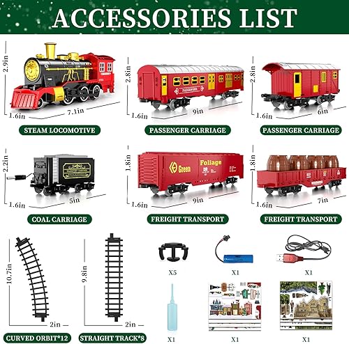 Miniatura 3 de Tren ElectricTrain Set con motor de locomotora clásico retro, coche de carga y pista larga para niños pequeños de 3 a 5 años, juguetes de tren de