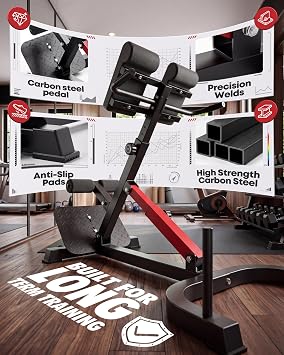 Roman Chair Back Extender - Angle & Height Dual Adjustable Hyperextension Bench for Home Gym - Adjustable Back Exercise Machine