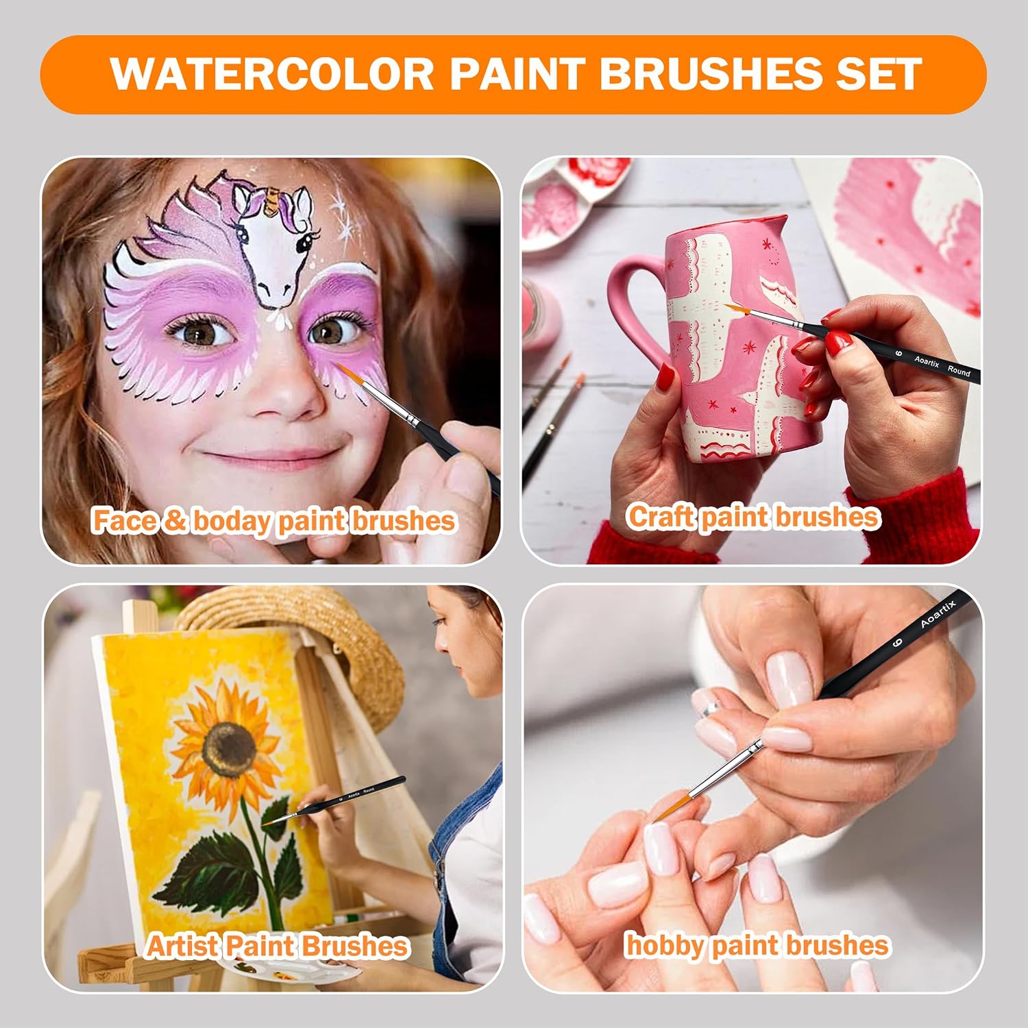 15 Pcs Miniature Brush Dry Brushes, Detail Paint Brushes for Acrylic Oil Watercolor Supplies, Miniature Models & Craft Painting with Triangular Handles