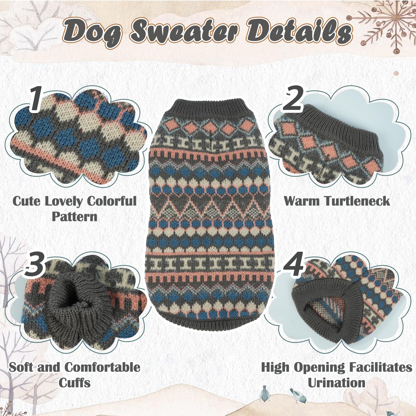 Hjumarayan Dog Jumper, Boho Dog Jumpers Small Medium Large, Knitted Christmas Sweater with Harness Hole - Image 4