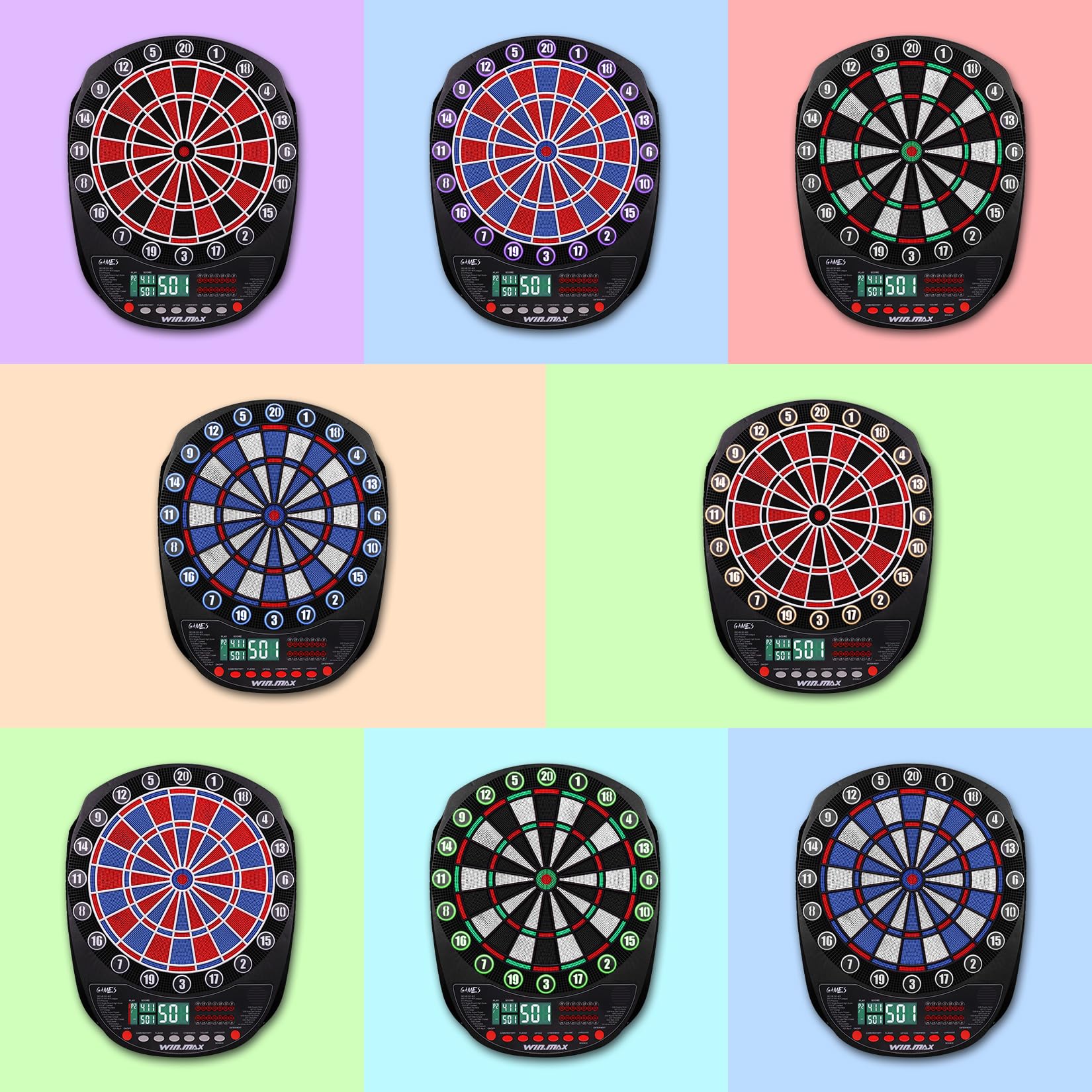 Cible de fléchettes électronique professionnelle 34 jeux 354 variantes 3 langues 1-8 joueurs 12 fléchettes