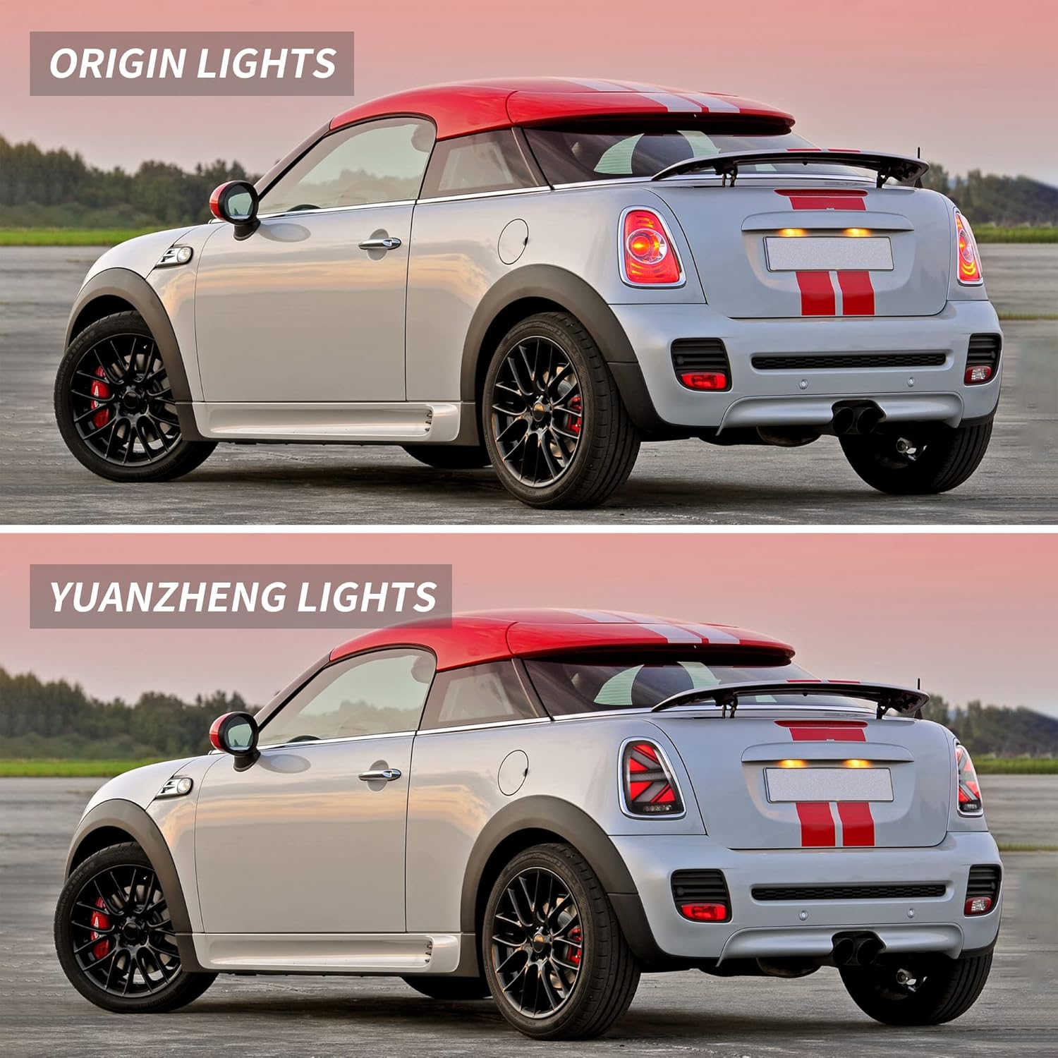 VLAND LED Union Jack Clear Tail Lights Fit For 2007-2013 BMW Mini Cooper R56 R57 R58 R59,W/Sequential Turn Signal & Dynamic DRL With Breath Effect, Rear Lamp assembly Replacement,Pair