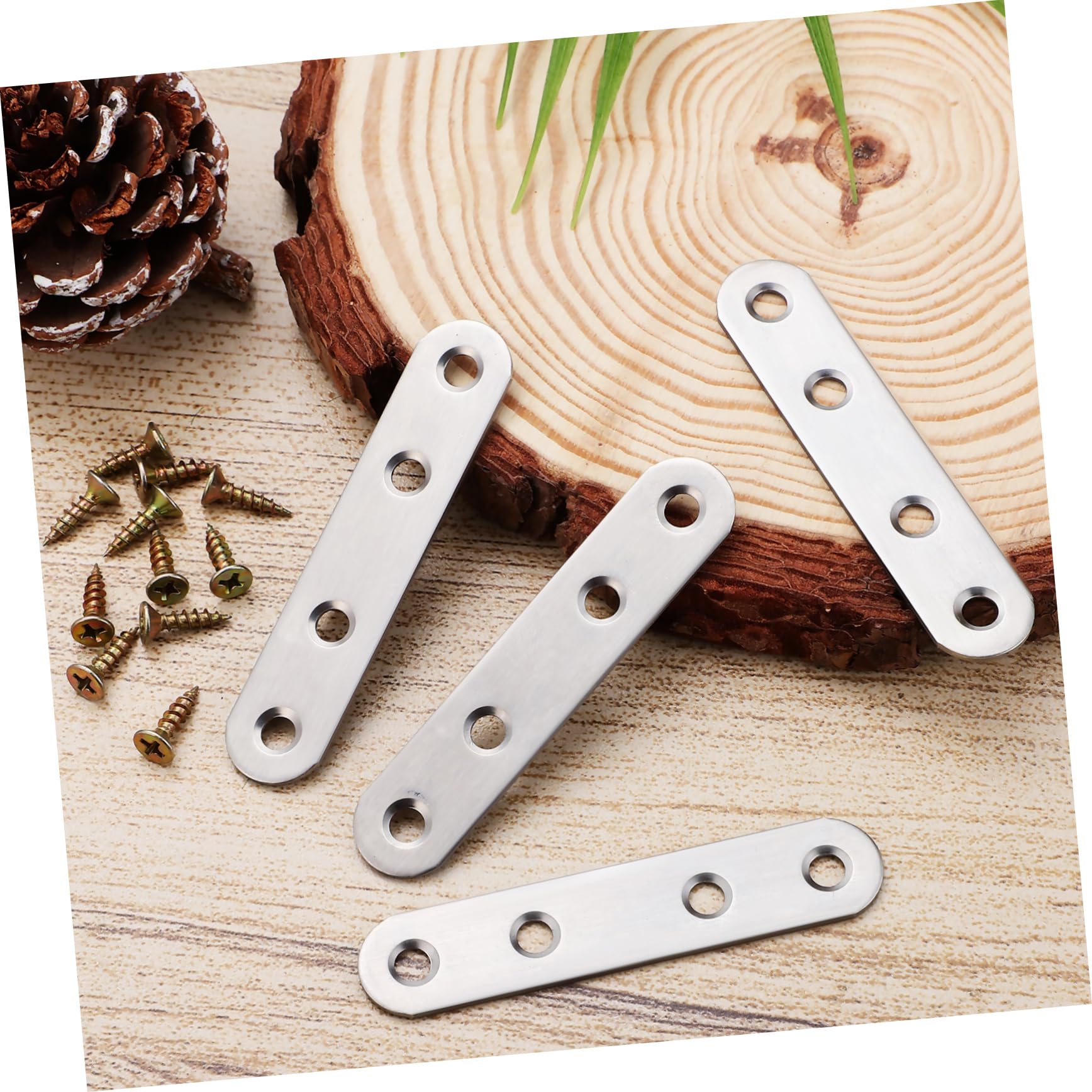 OSOLADY 14 Pcs Stainless Steel Corner Code Mending Plates Metal Fixing Brace Flat Brace Brackets Straight Brace Black Metal Bracket Straight Braces for Wood Straight Corner Brace