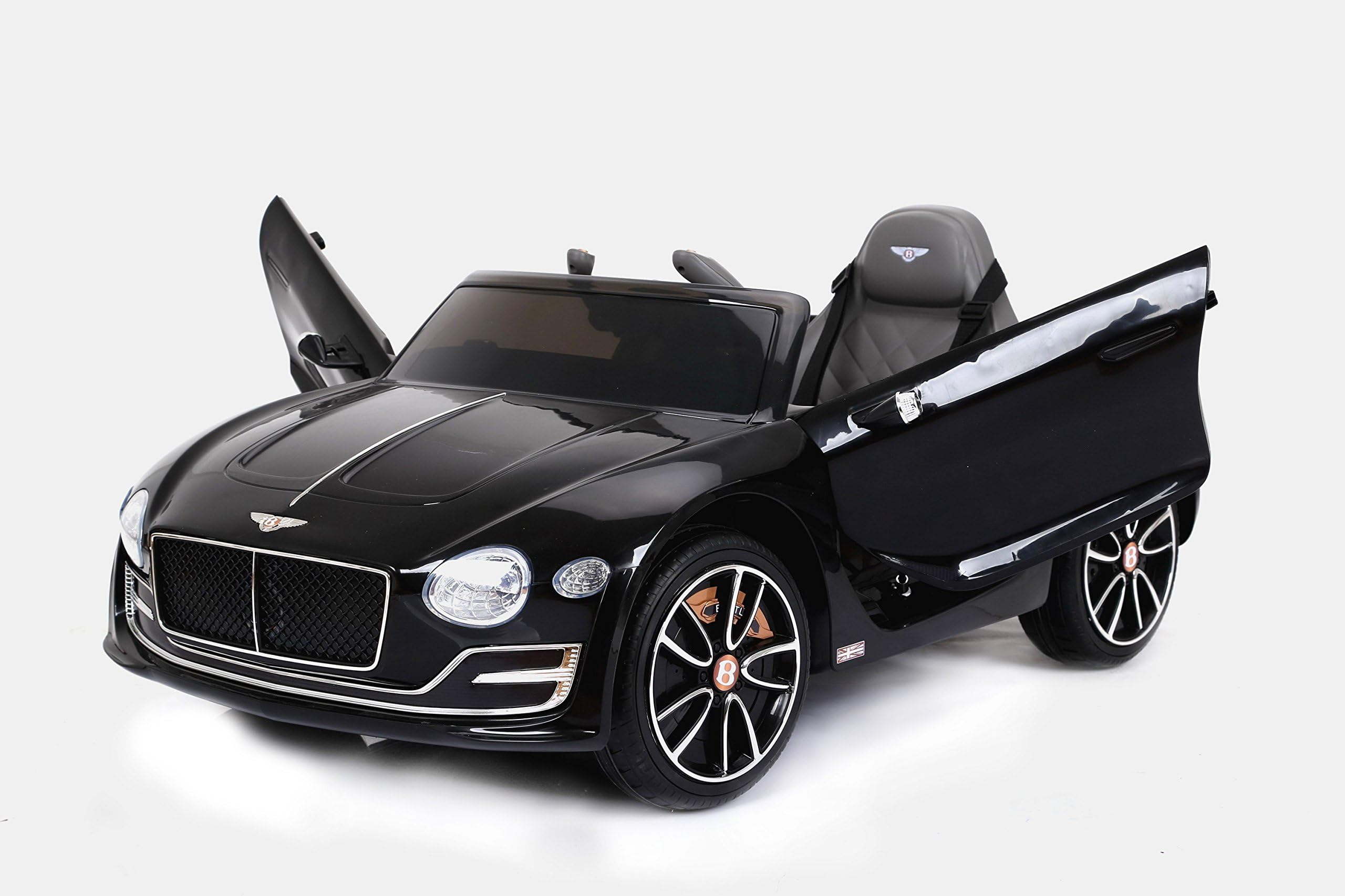 Electric Ride on Car Bentley EXP12 Prototype, Black, Original Licenced, Battery Powered, Opening Doors, Leather Seat, 2x Engine, 12 V Battery, 2.4 Ghz remote control, Soft EVA wheels, Smooth start