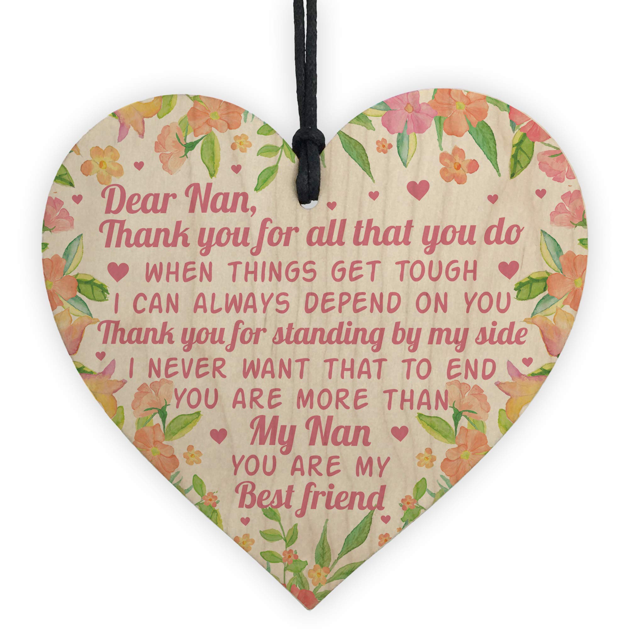 Red Ocean Multicolor Mother's Day Gift Wooden Heart Nan Gifts Nan Birthday Gift From Granddaughter Keepsake