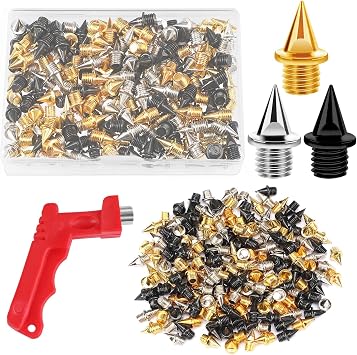 JULMELON 120PCS 1/4inch Stainless Steel Track and Cross Country Spikes Golf Shoe Spikes with Spike Wrench, Replacement Spikes for Sprint Sports Short Running Track Shoes