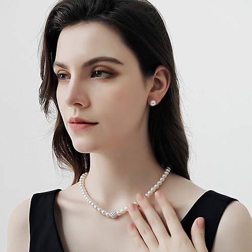 Miniatura 6 de Juego de collar y aretes de perlas sintéticas, joyería de boda nupcial para mujer, 3 piezas, Perla de imitación, Perla