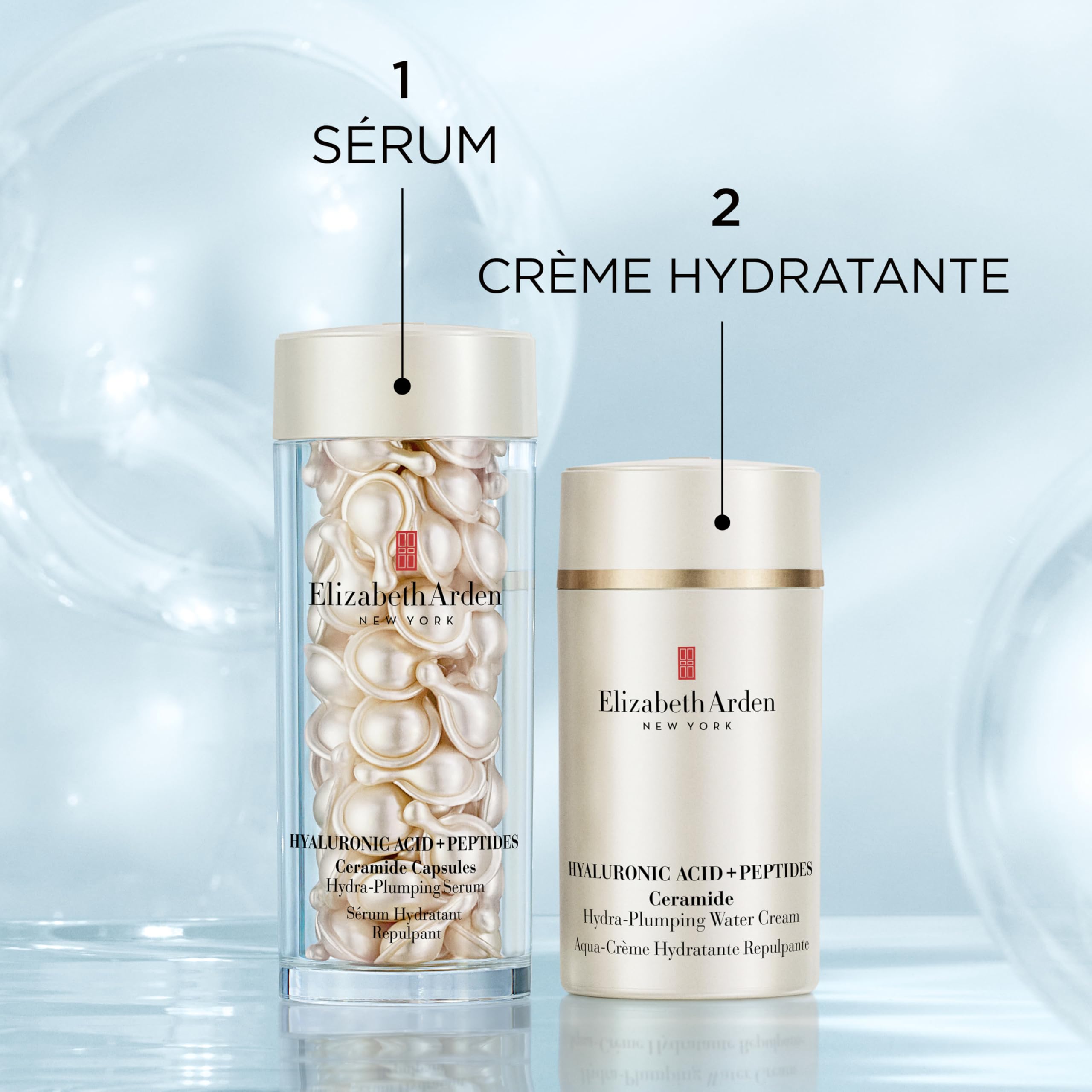 Elizabeth Arden - Crème Hydratante à l'Acide Hyaluronique + Peptides et Céramides, Pour une Peau Plus Rebondie, Plus Ferme et Eclatante, Skincare Léger, Pour tous Types de Peau