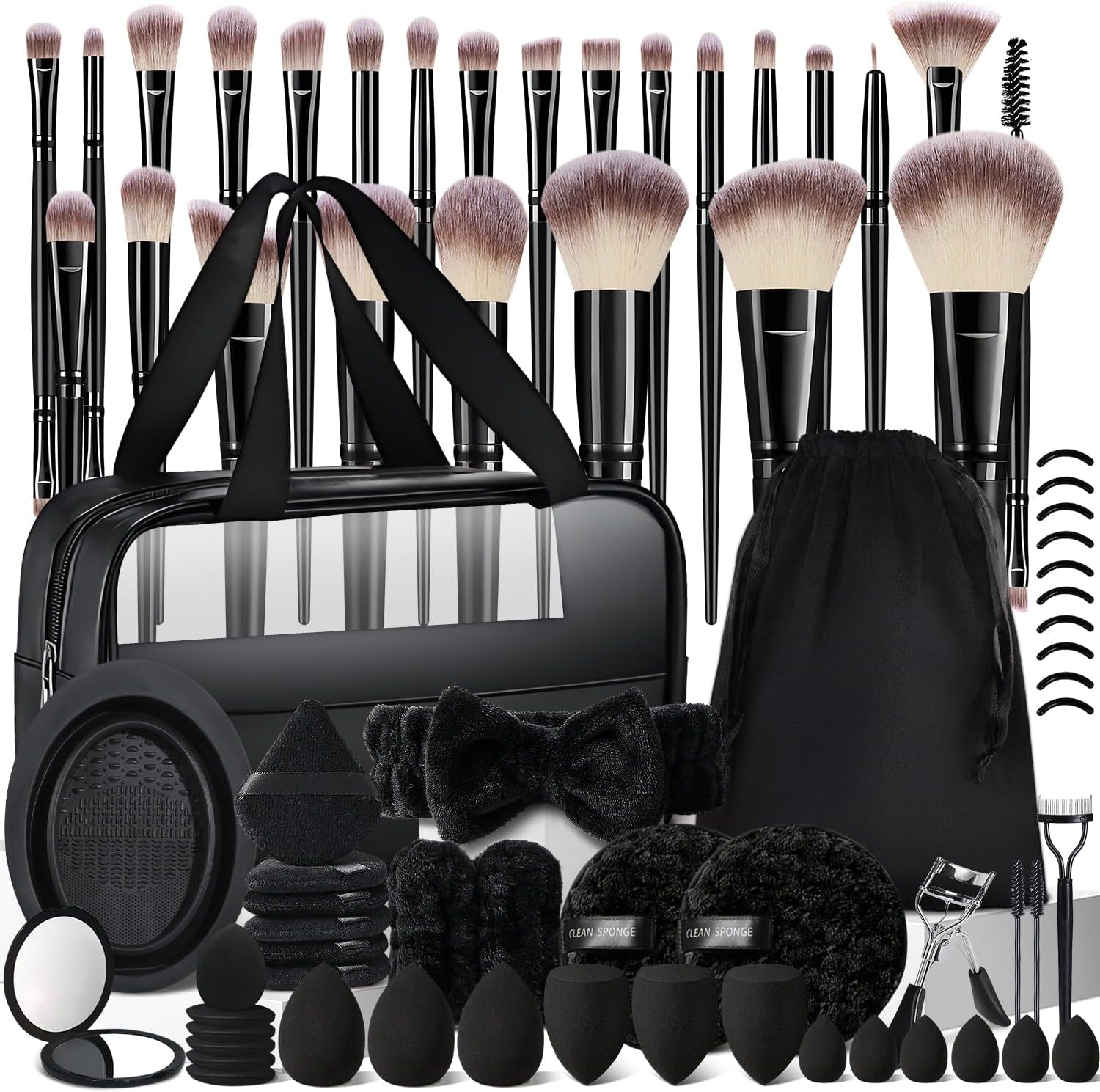 HGHDBT 72Pcs Black Makeup Brushes Set Professional with Case Premium Synthetic for Foundation Concealer Blush Eyeshadow Powder Contour Makeup Brush Kit Face Eye Make up Brushes & Tools